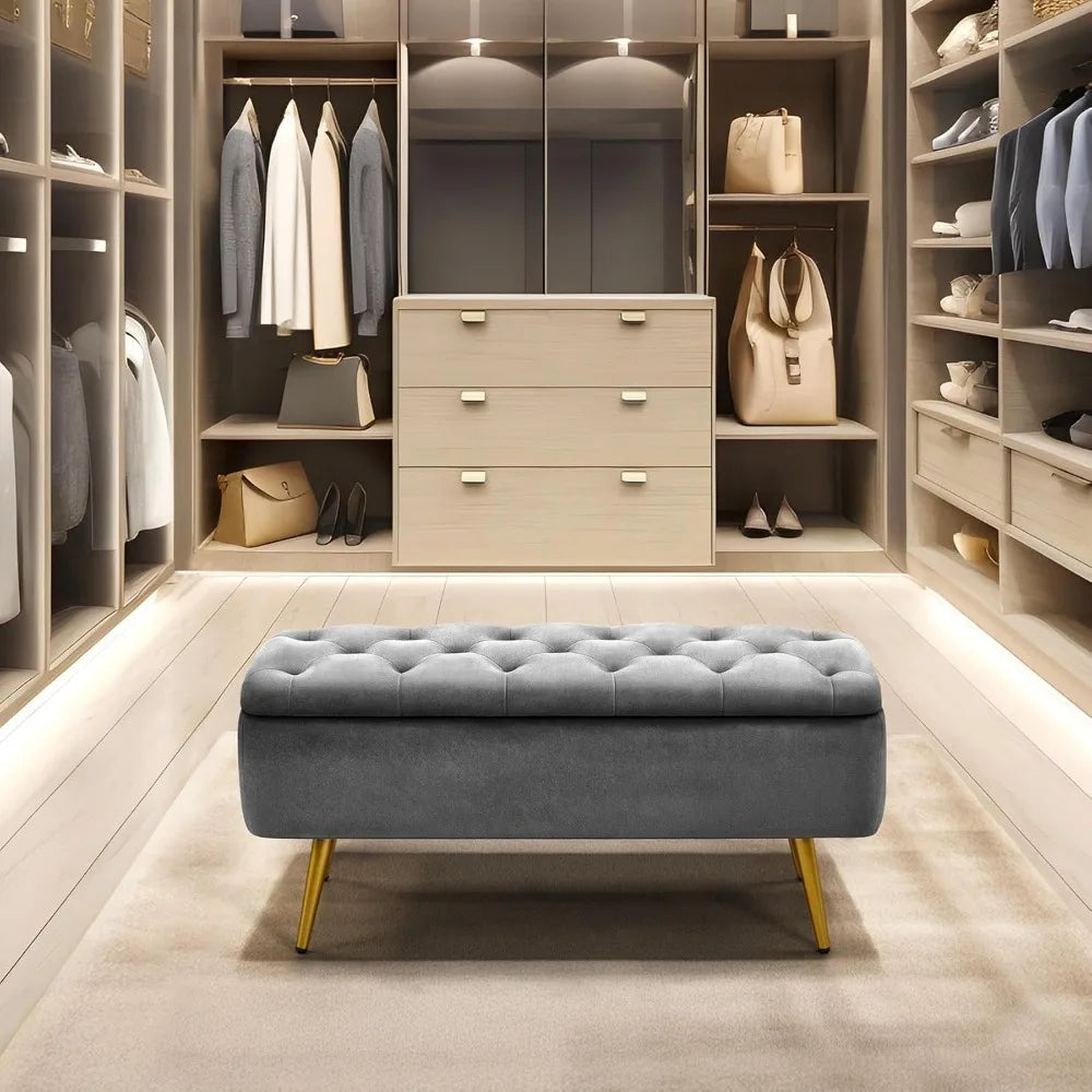 Modern Ottoman Footstool Bench with Storage Bench