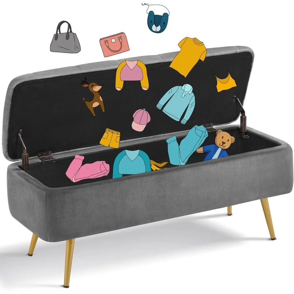 Modern Ottoman Footstool Bench with Storage Bench