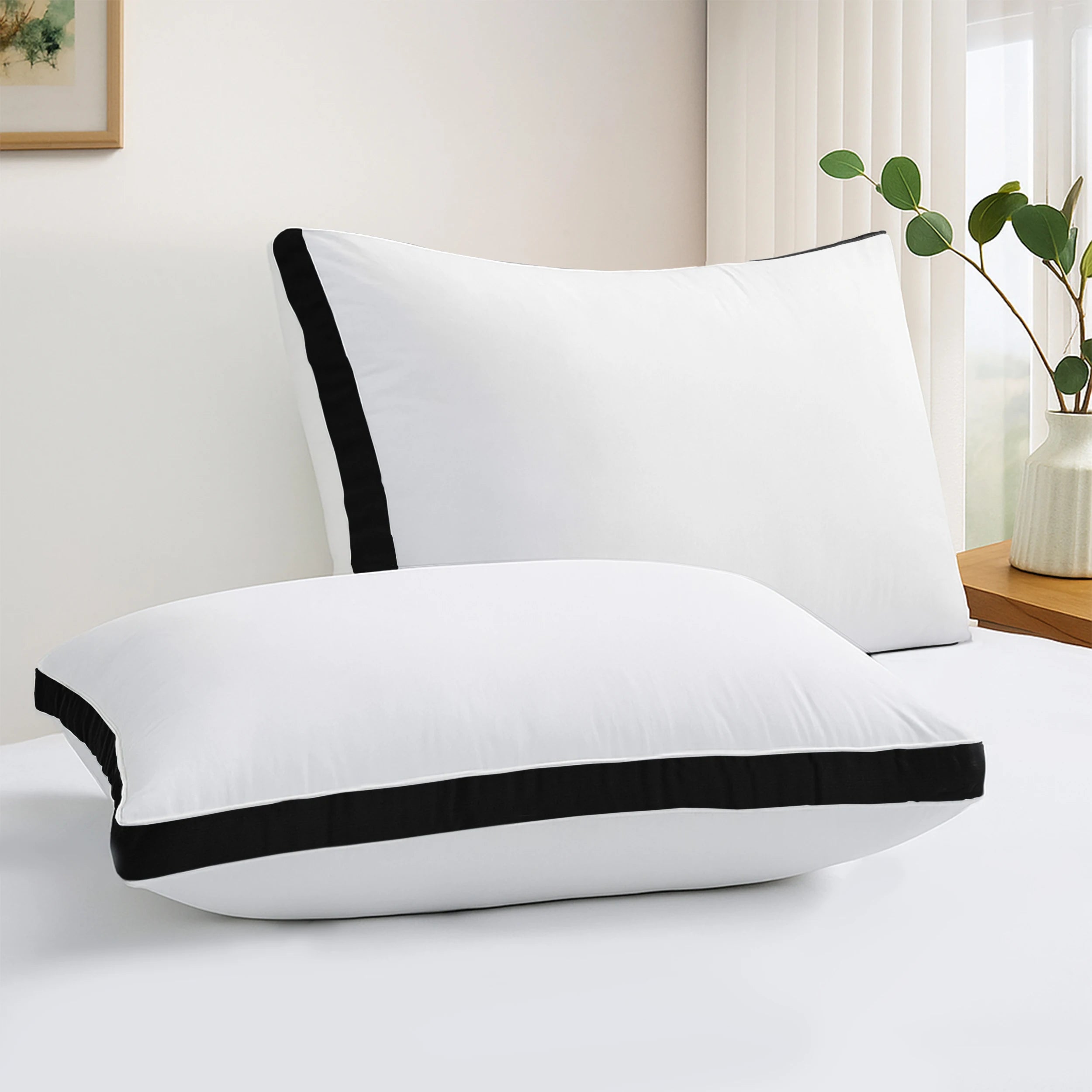Lux Décor Bed Pillows- Set of 2 - Hotel Quality Gusseted Down Alternative