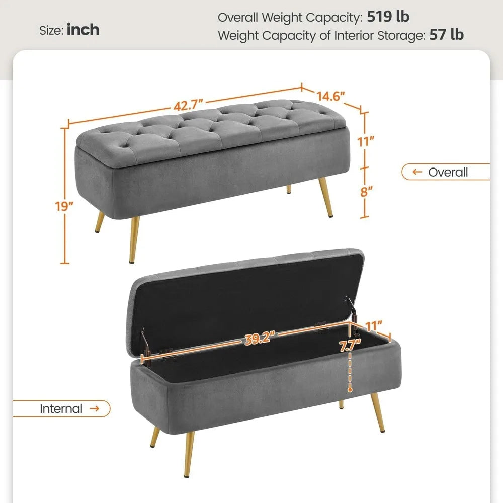 Modern Ottoman Footstool Bench with Storage Bench