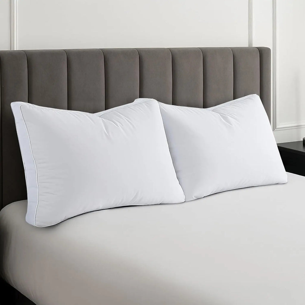 Lux Décor Bed Pillows- Set of 2 - Hotel Quality Gusseted Down Alternative