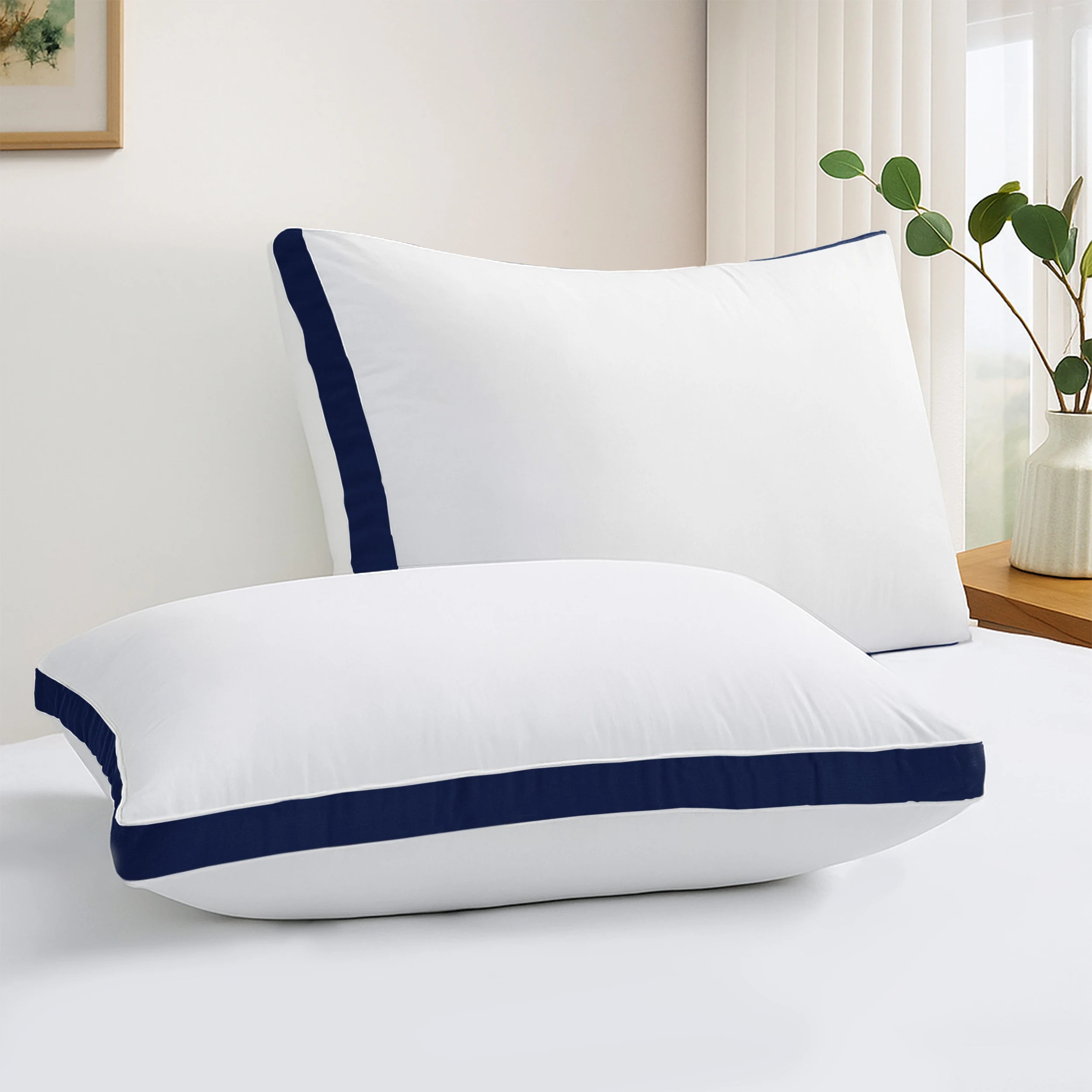Lux Décor Bed Pillows- Set of 2 - Hotel Quality Gusseted Down Alternative