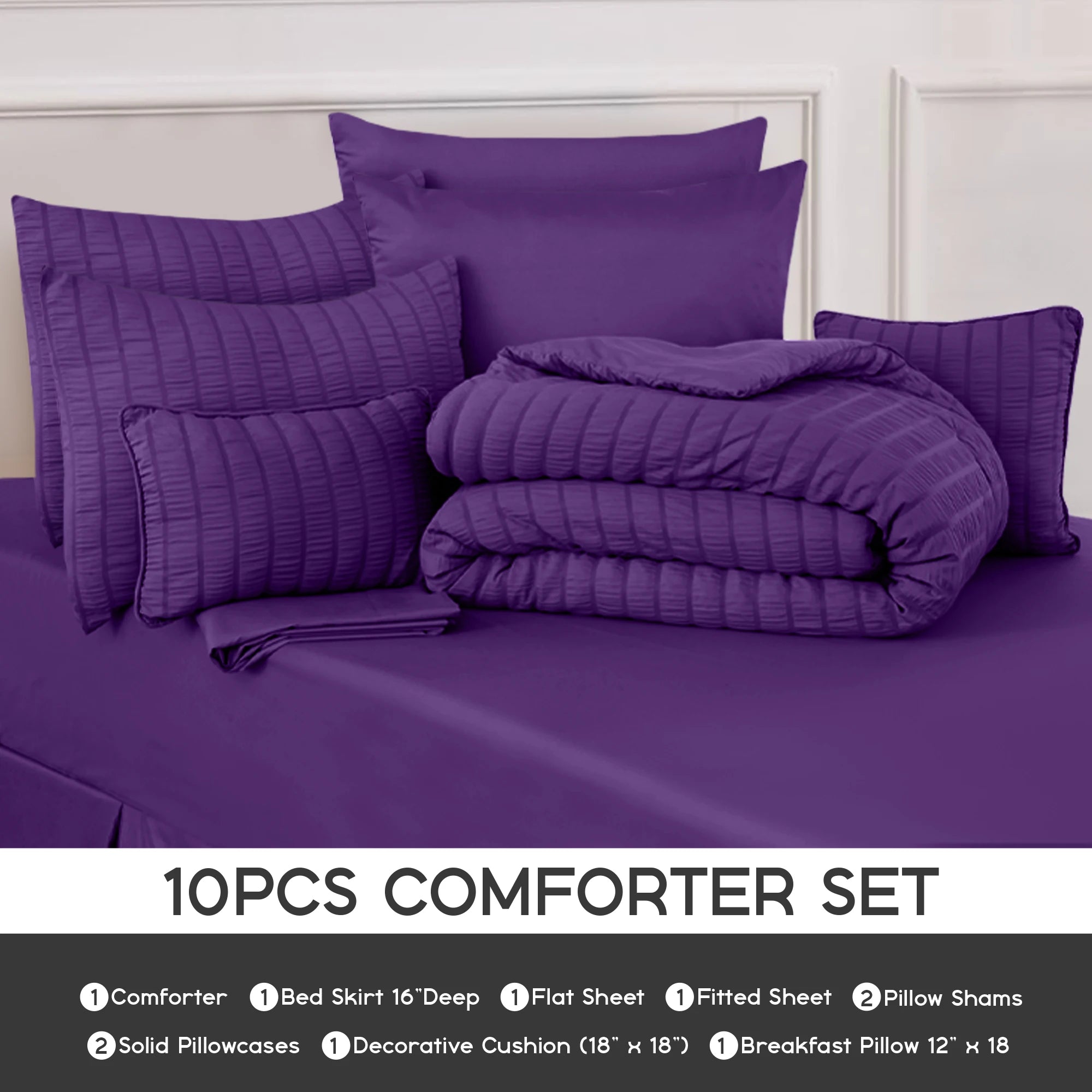 Lux Decor 10 Piece Comforter Set with Sheets