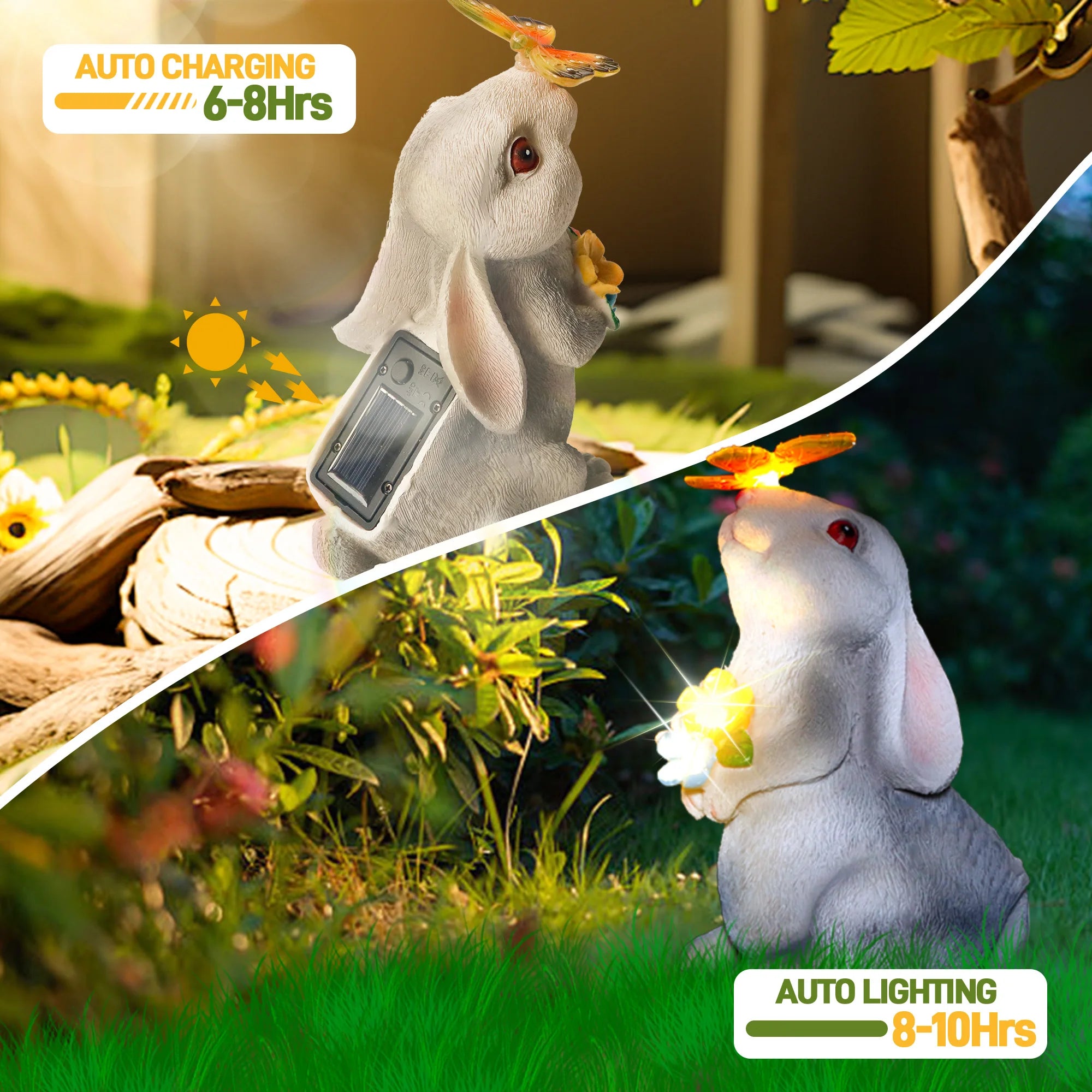 Solar Bunny Light Garden Statue