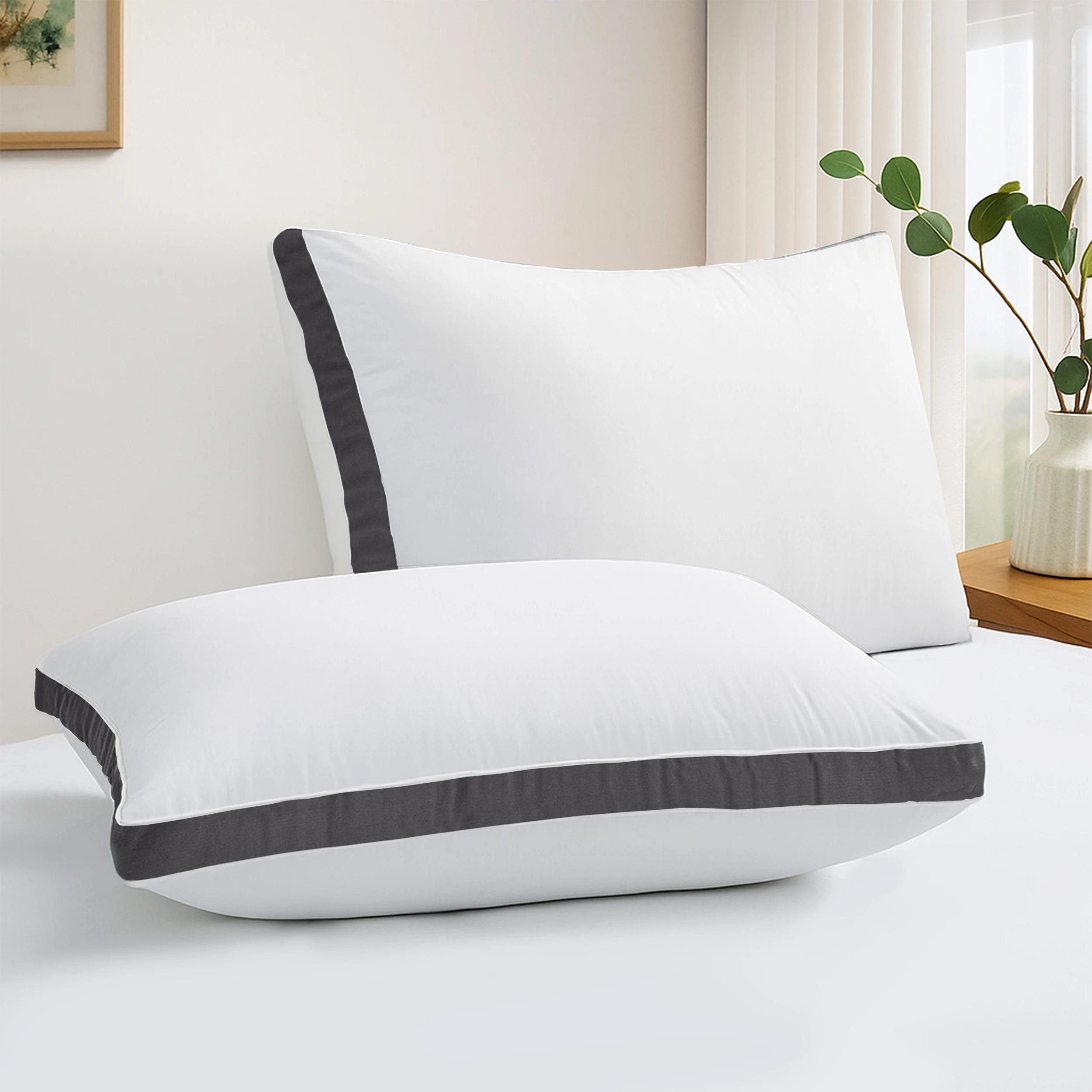 Lux Décor Bed Pillows- Set of 2 - Hotel Quality Gusseted Down Alternative