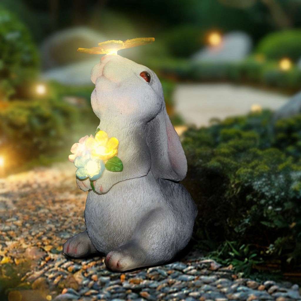 Solar Bunny Light Garden Statue