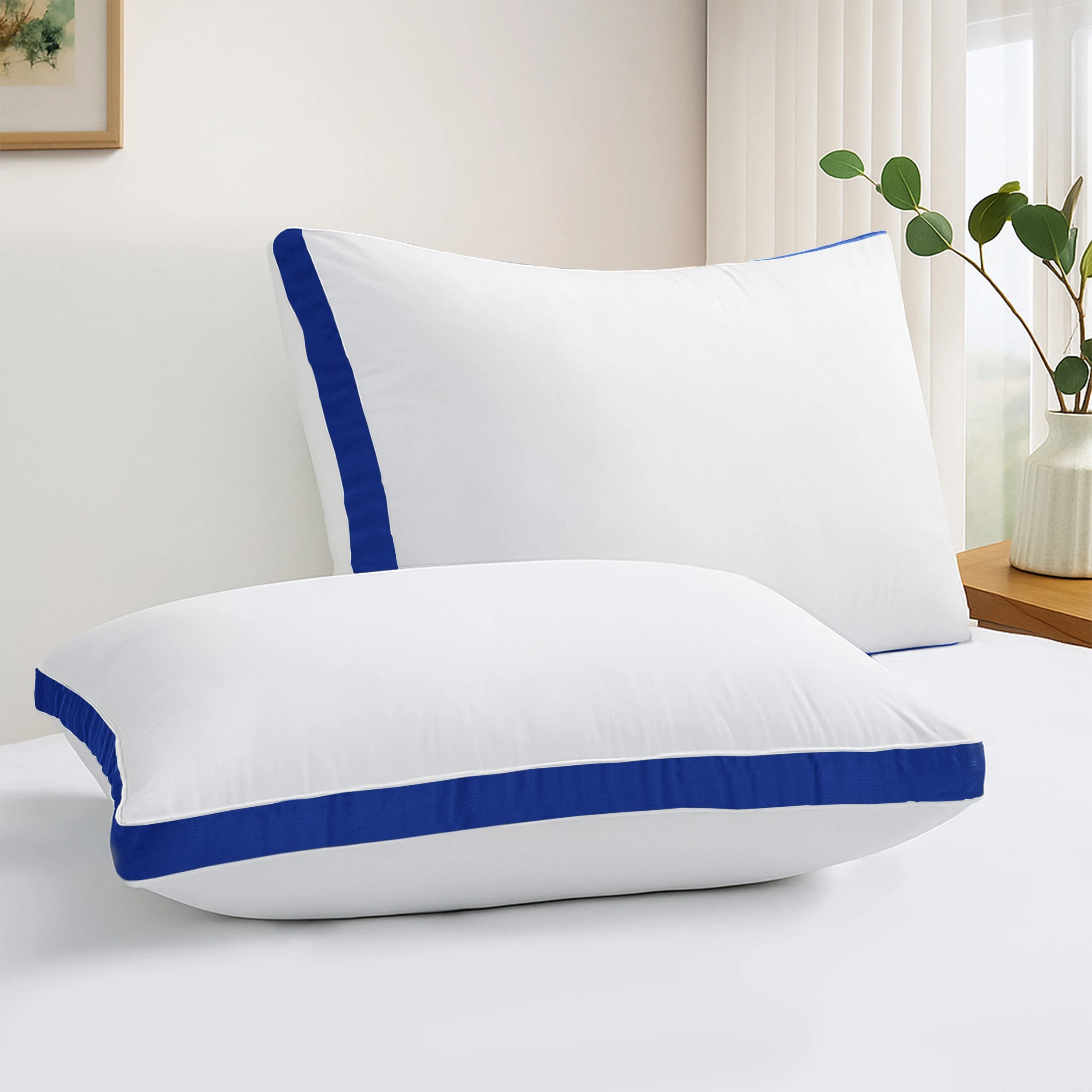 Lux Décor Bed Pillows- Set of 2 - Hotel Quality Gusseted Down Alternative