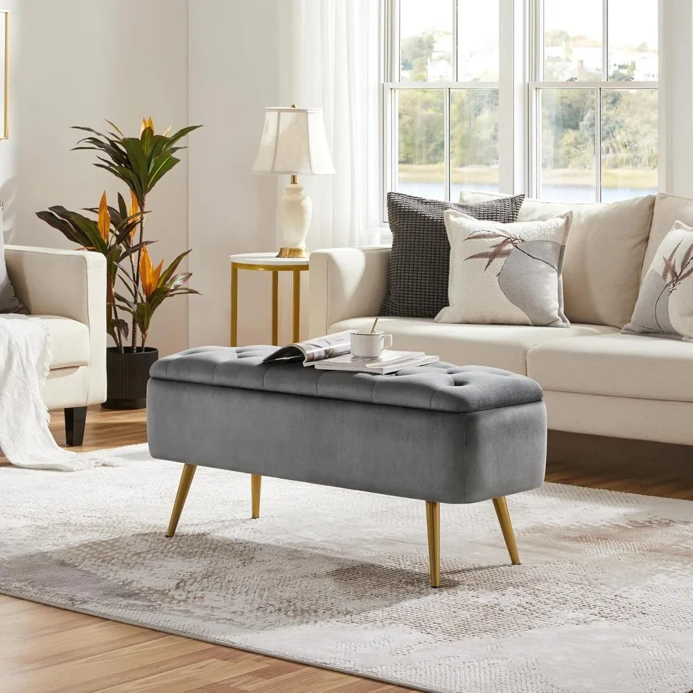 Modern Ottoman Footstool Bench with Storage Bench