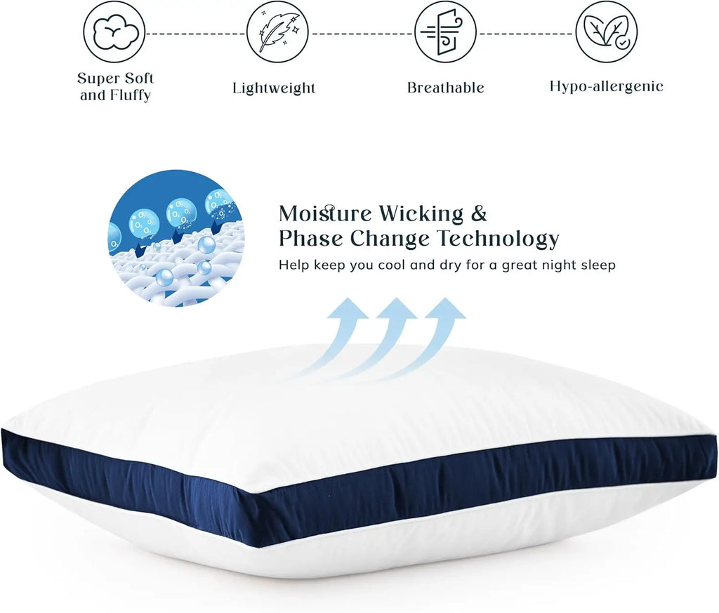Lux Décor Bed Pillows- Set of 2 - Hotel Quality Gusseted Down Alternative