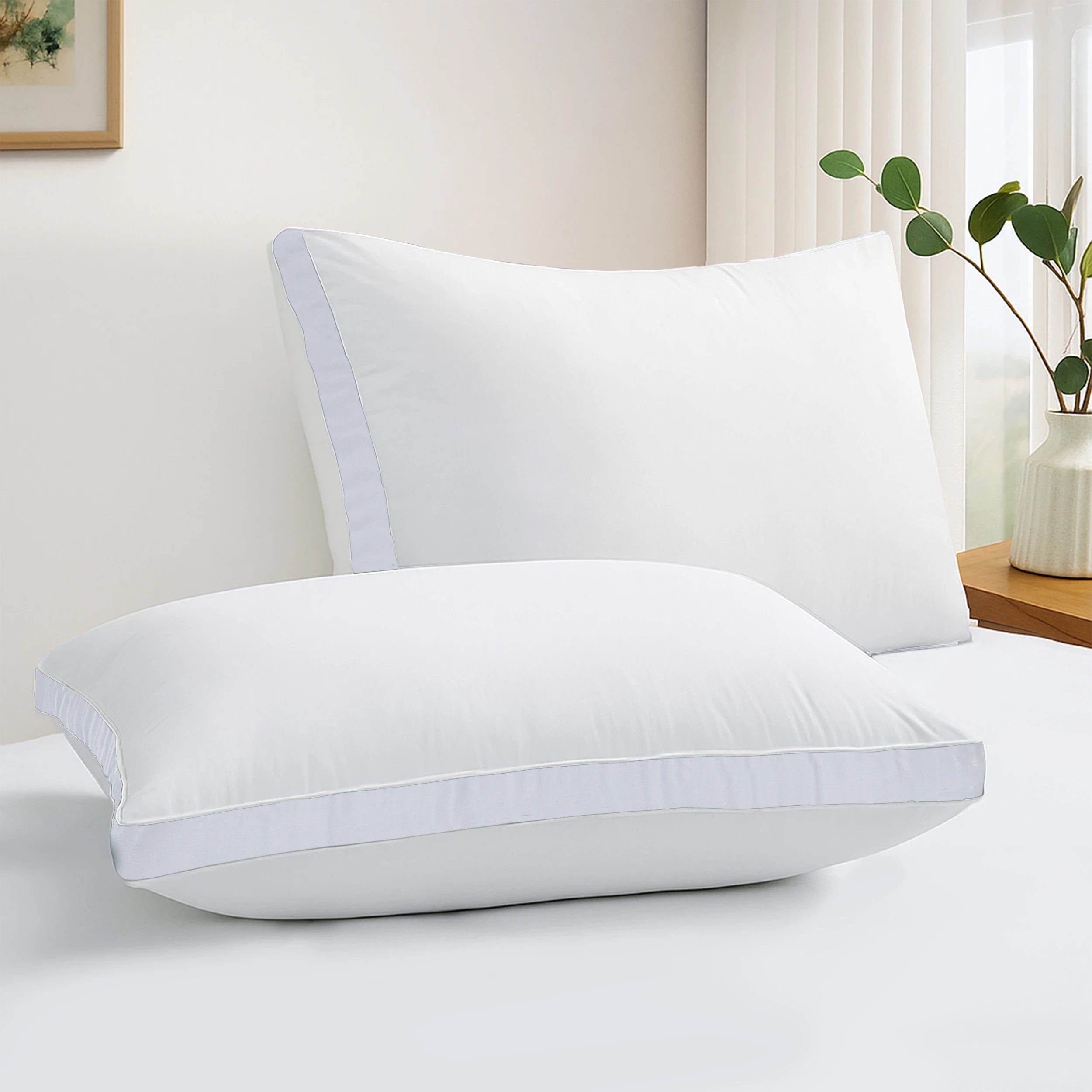 Lux Décor Bed Pillows- Set of 2 - Hotel Quality Gusseted Down Alternative