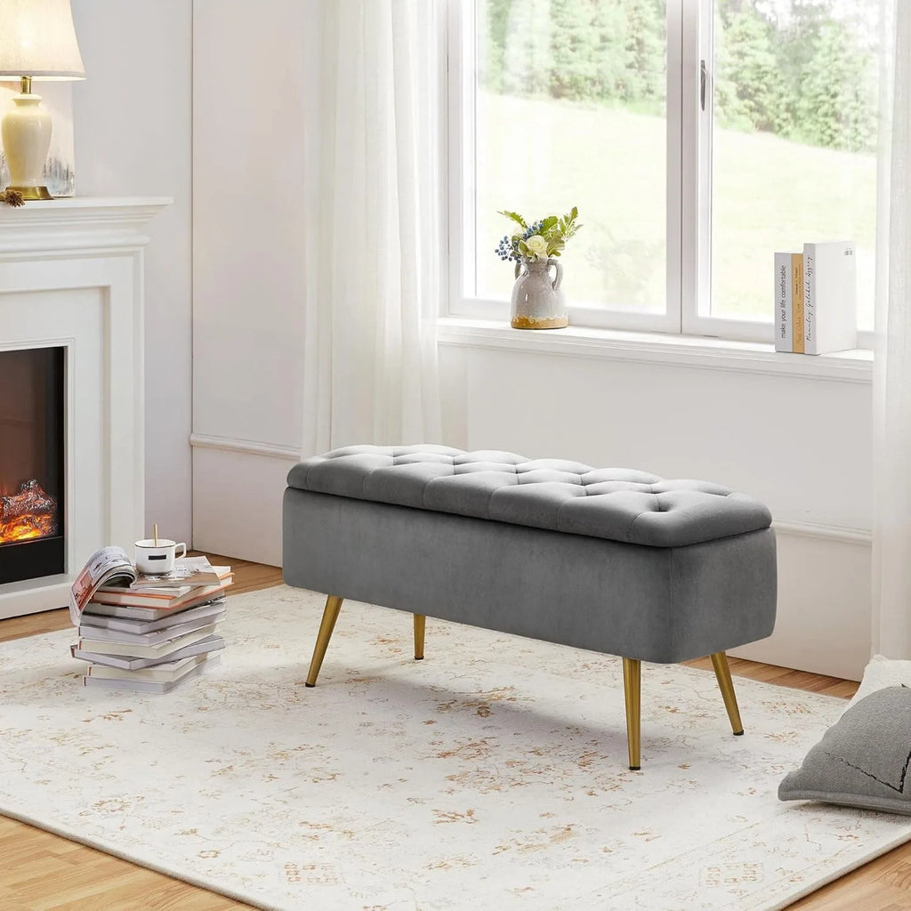 Modern Ottoman Footstool Bench with Storage Bench