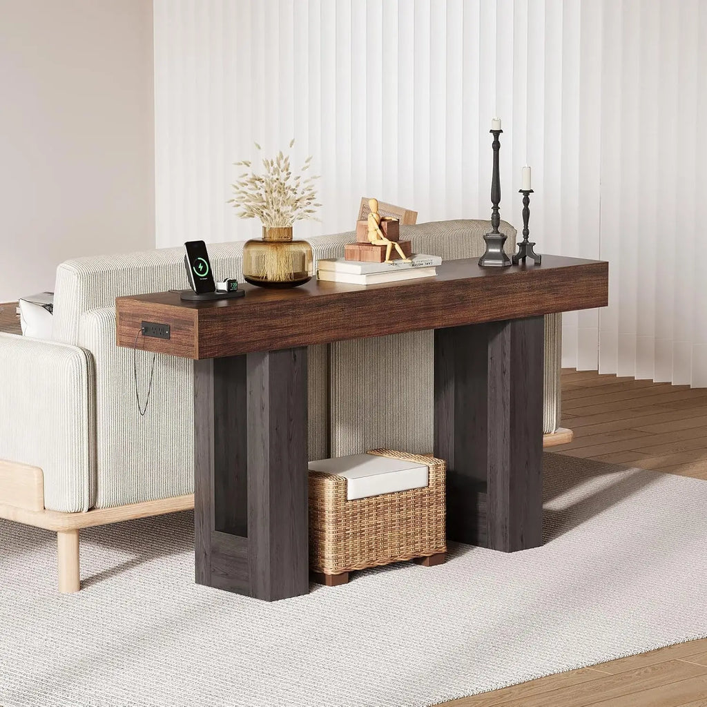 63 Inch Console Table with Power Outlet