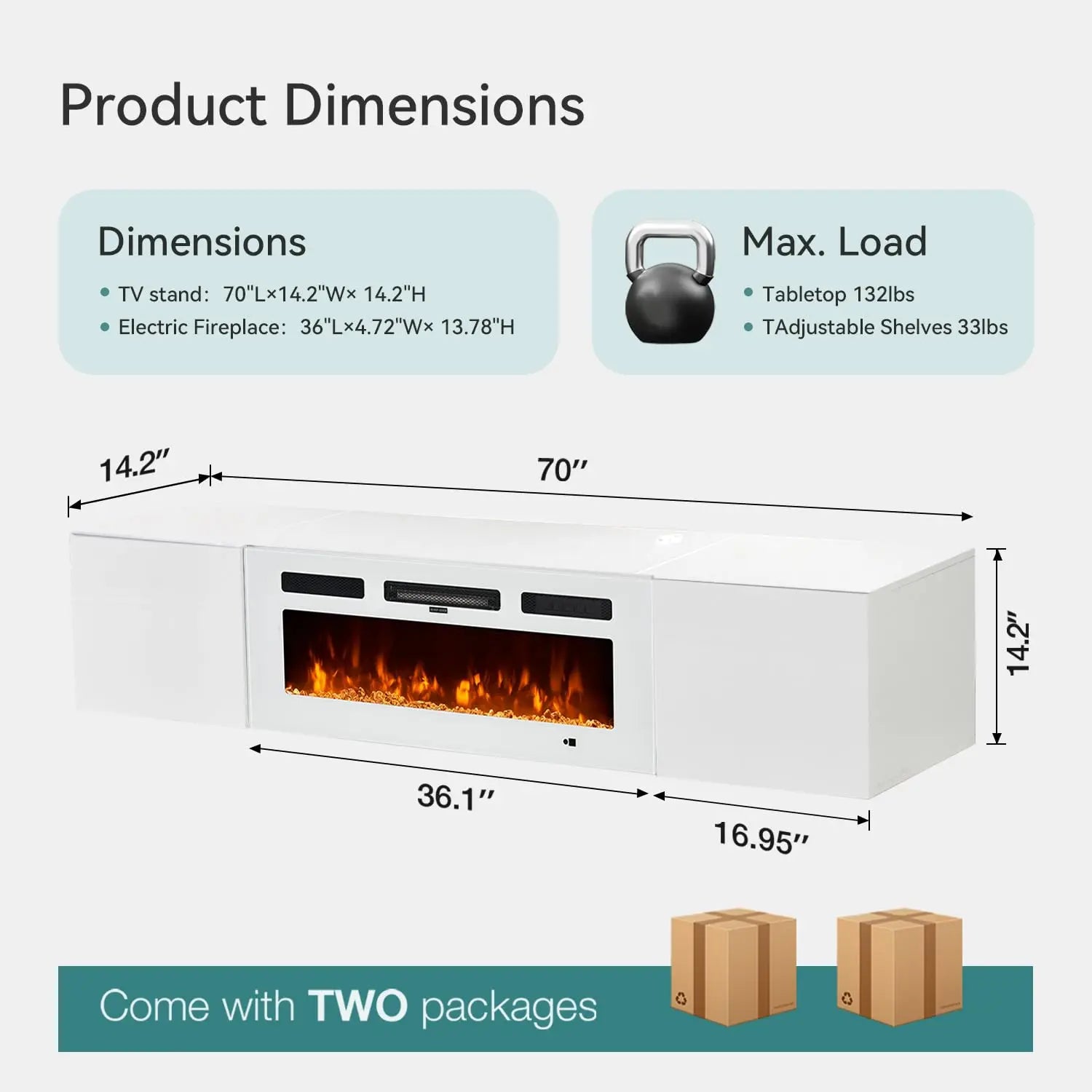 70in Wall Mount Floating TV Stand