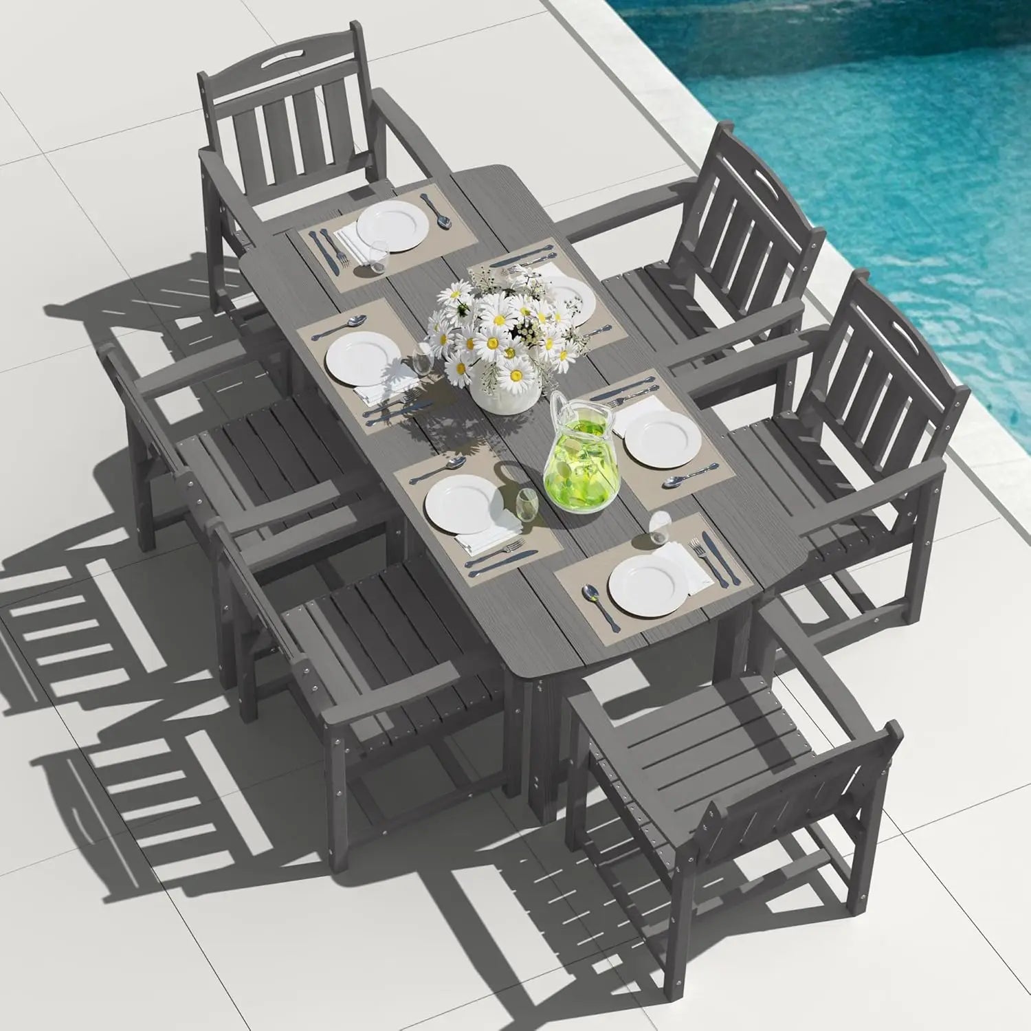 HDPE Outdoor Dining Set, Patio Table and Chairs Set