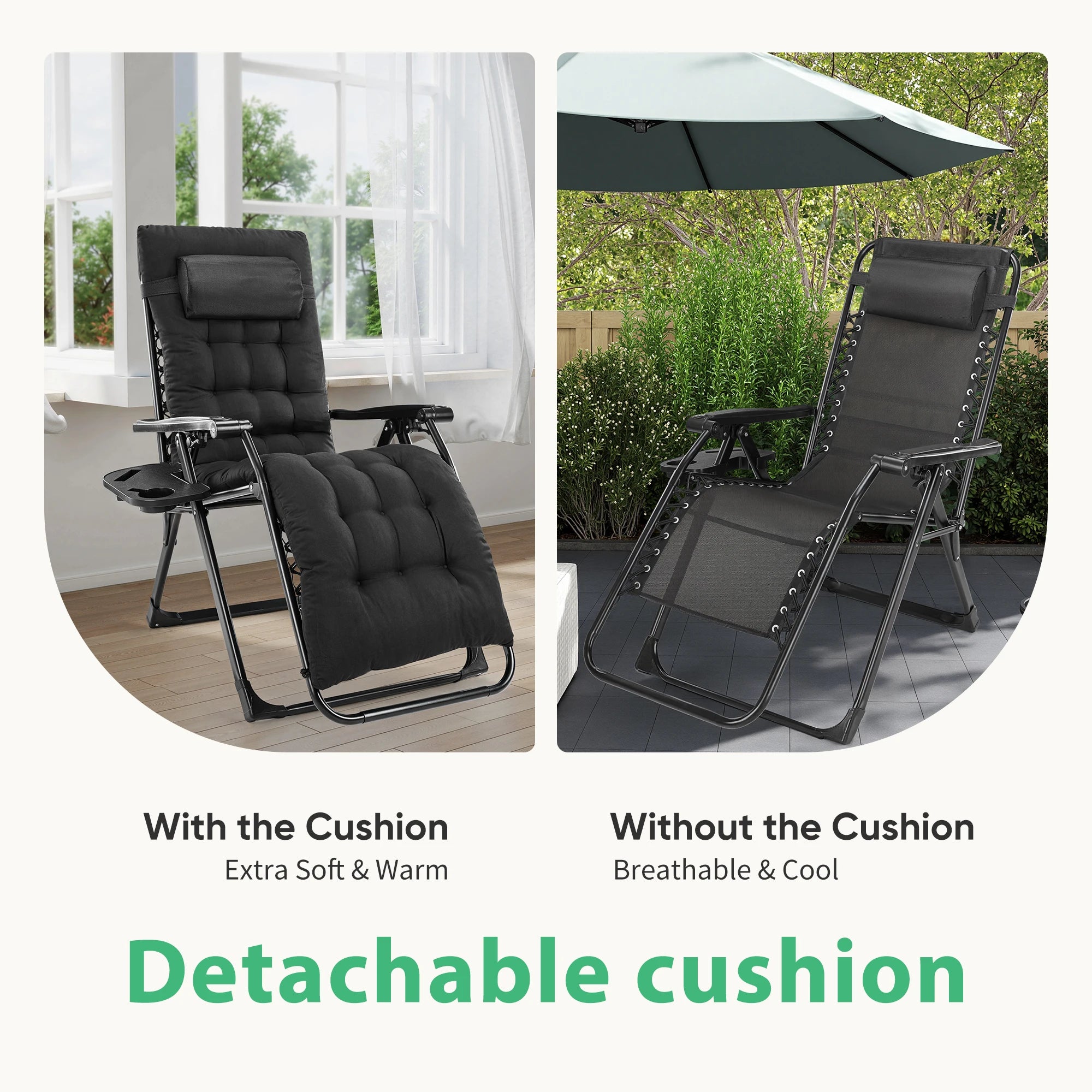 JHK Zero Gravity Recliner Camping Patio Lounge Chair