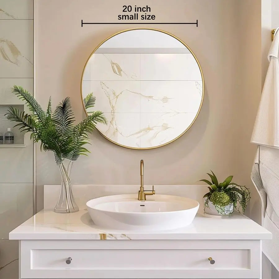 Gold Circle Mirror, Round Mirror 20 inch