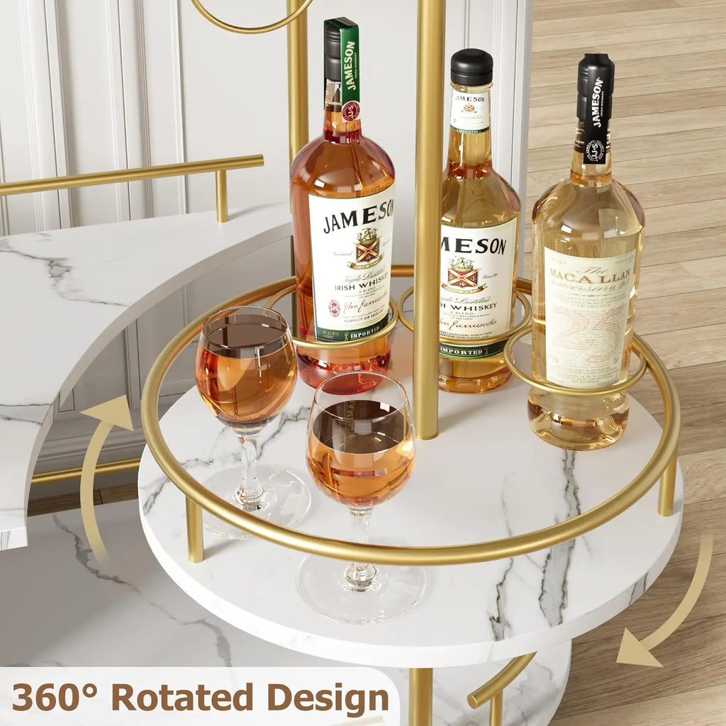Gold Bar Carts with 4-Tiers Storage Shelves