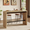 Rectangular Bar Table, 55-Inch Counter Height Pub Table with Metal Footrest