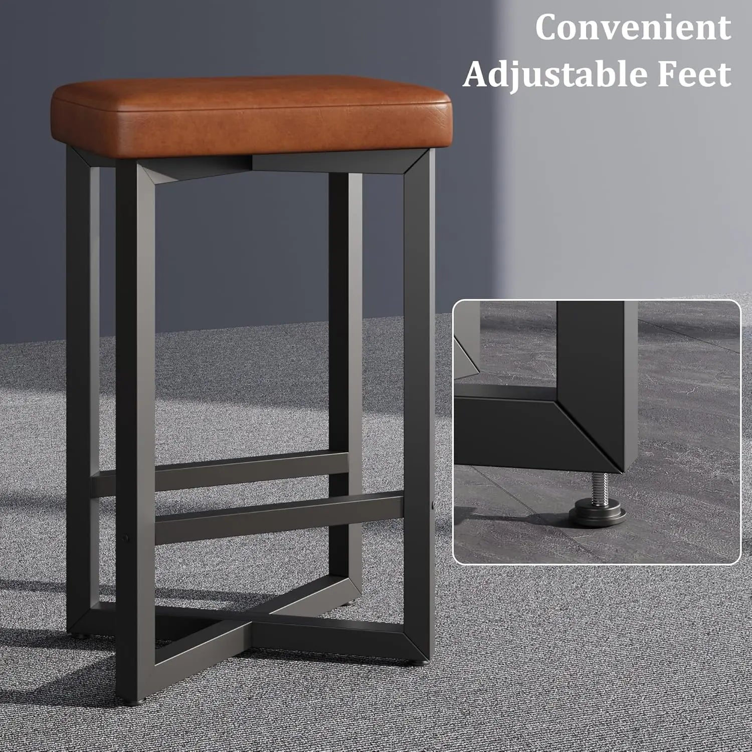 2PCS 24" Bar Stools Set Counter Height Backless Barstools