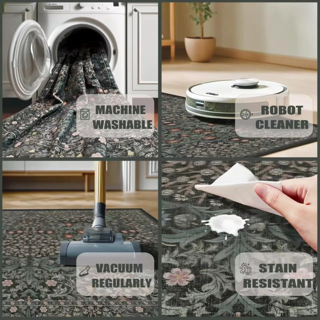 Washable Area Rug 9x12