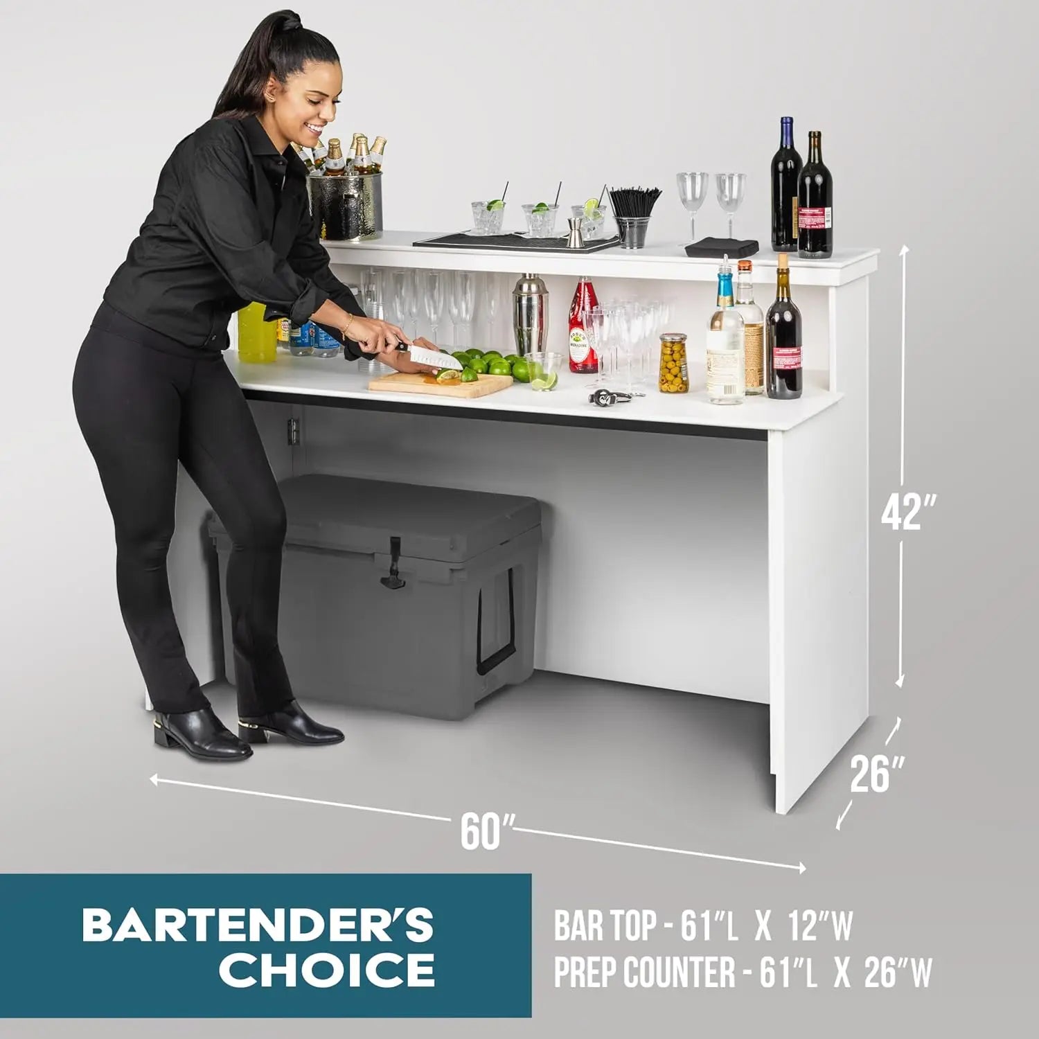 Elite Portable Bar Table for Events - Foldable Commercial Grade Wood - Pop up Mobile Bartending Station - White or Black
