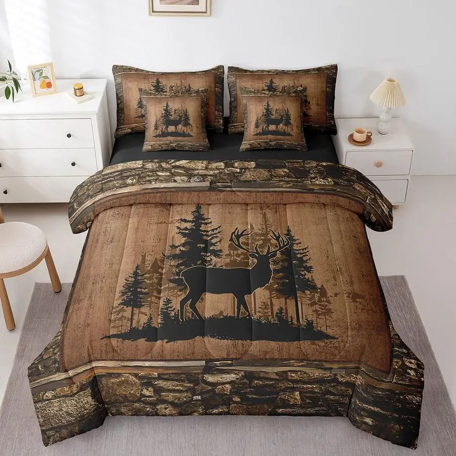 Deer Comforter Set with Sheets Queen Size