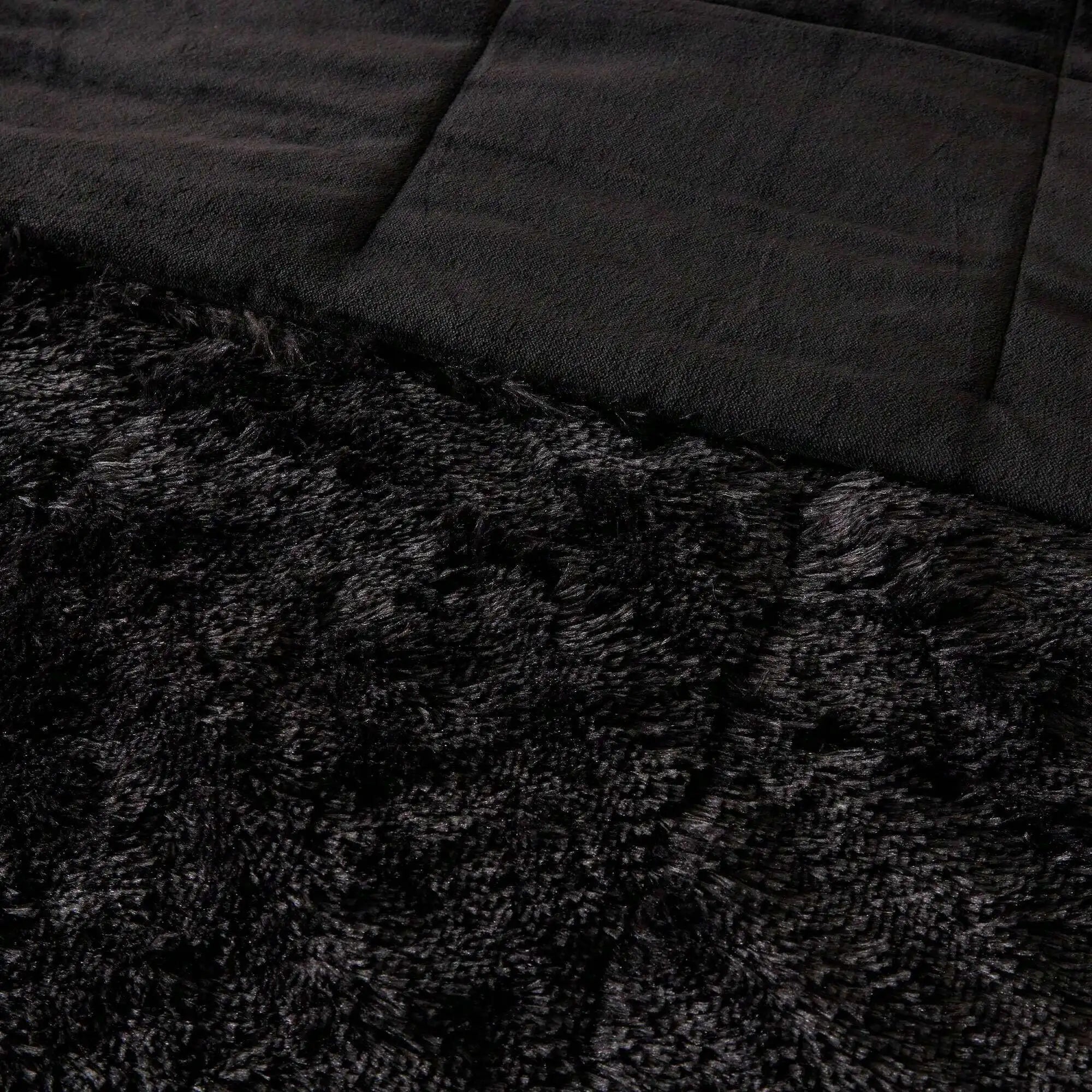 Shaggy Faux Fur Comforter Set With Matching Sham Ultra Soft Plush Reversible All Season Bedding
