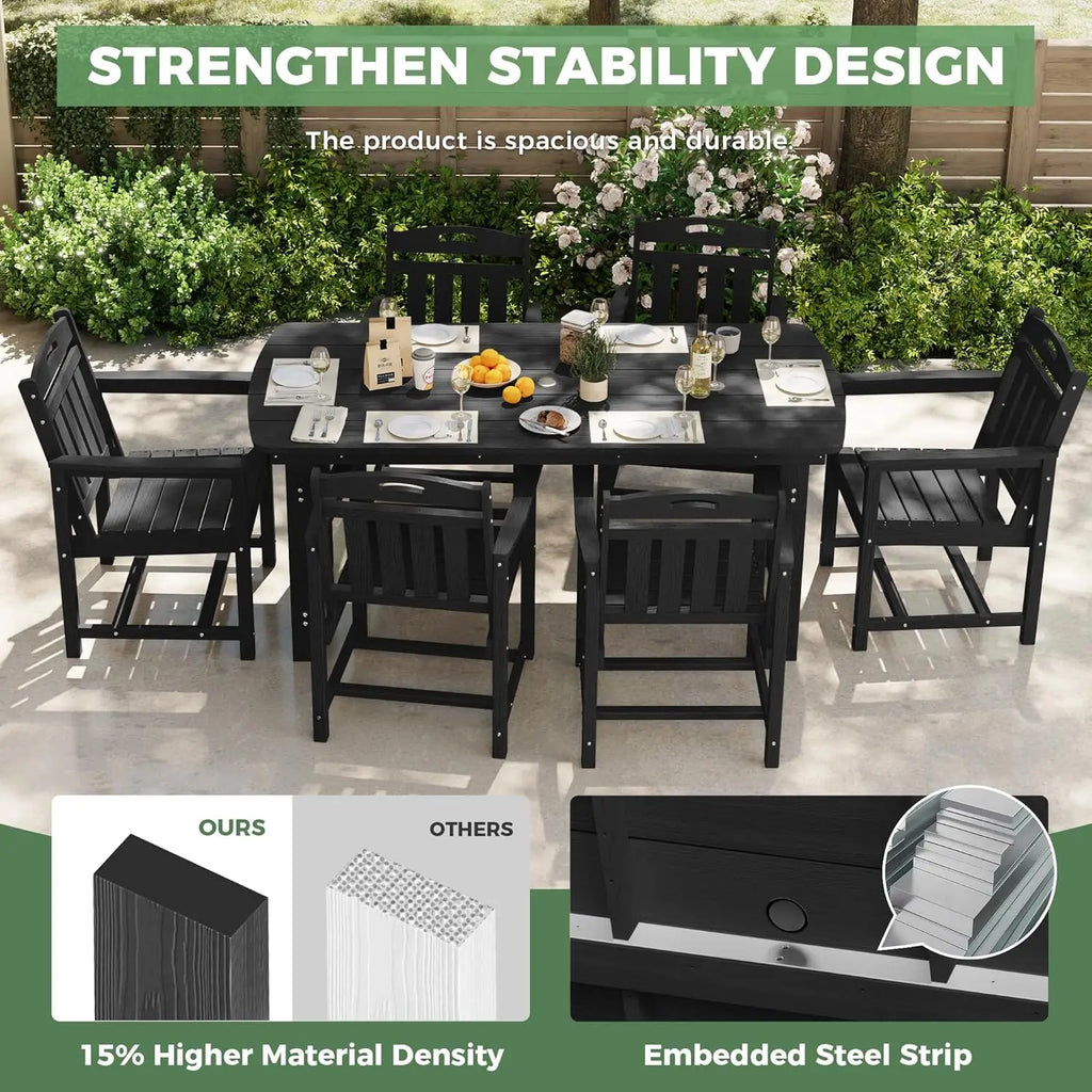 HDPE Outdoor Dining Set, Patio Table and Chairs Set
