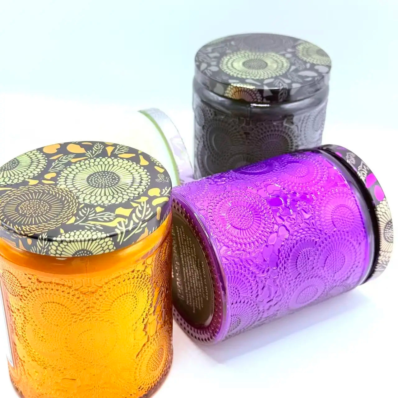 Embossed Glass Scented Candle Soy Wax Aromatherapy Candle