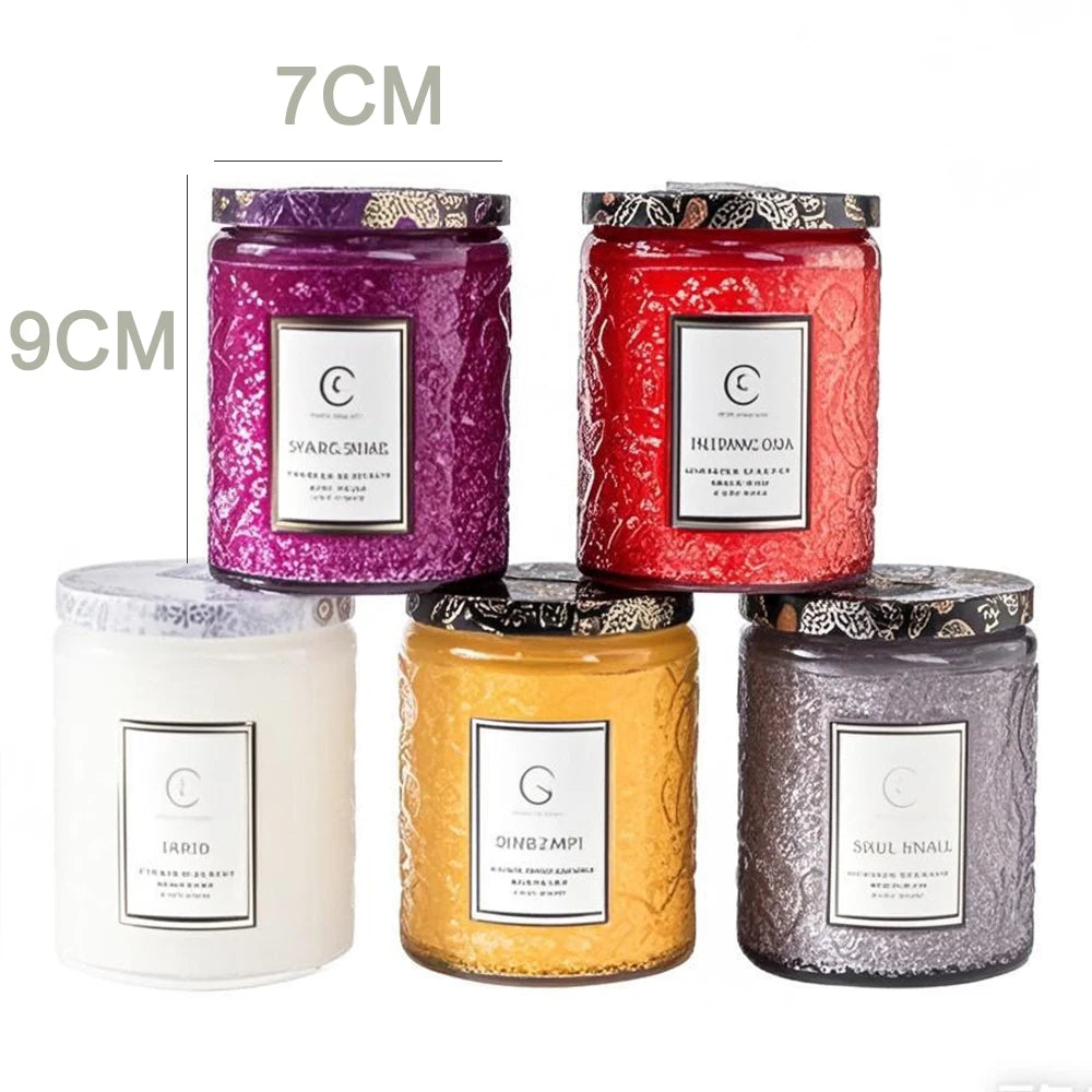 Embossed Glass Scented Candle Soy Wax Aromatherapy Candle