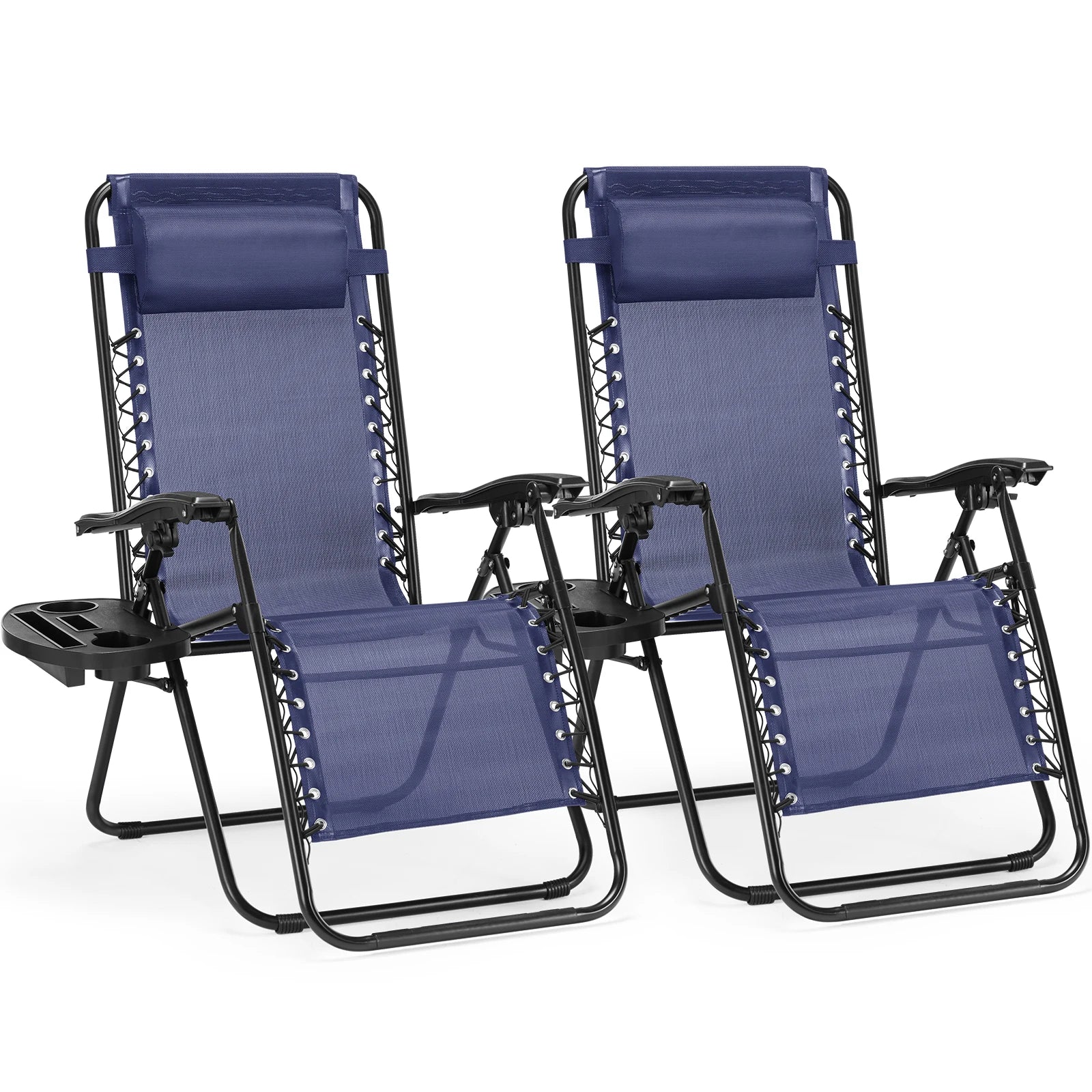 JHK Zero Gravity Set of 2 Portable Recliner Camping Patio Outdoor Garden Lounge Chair