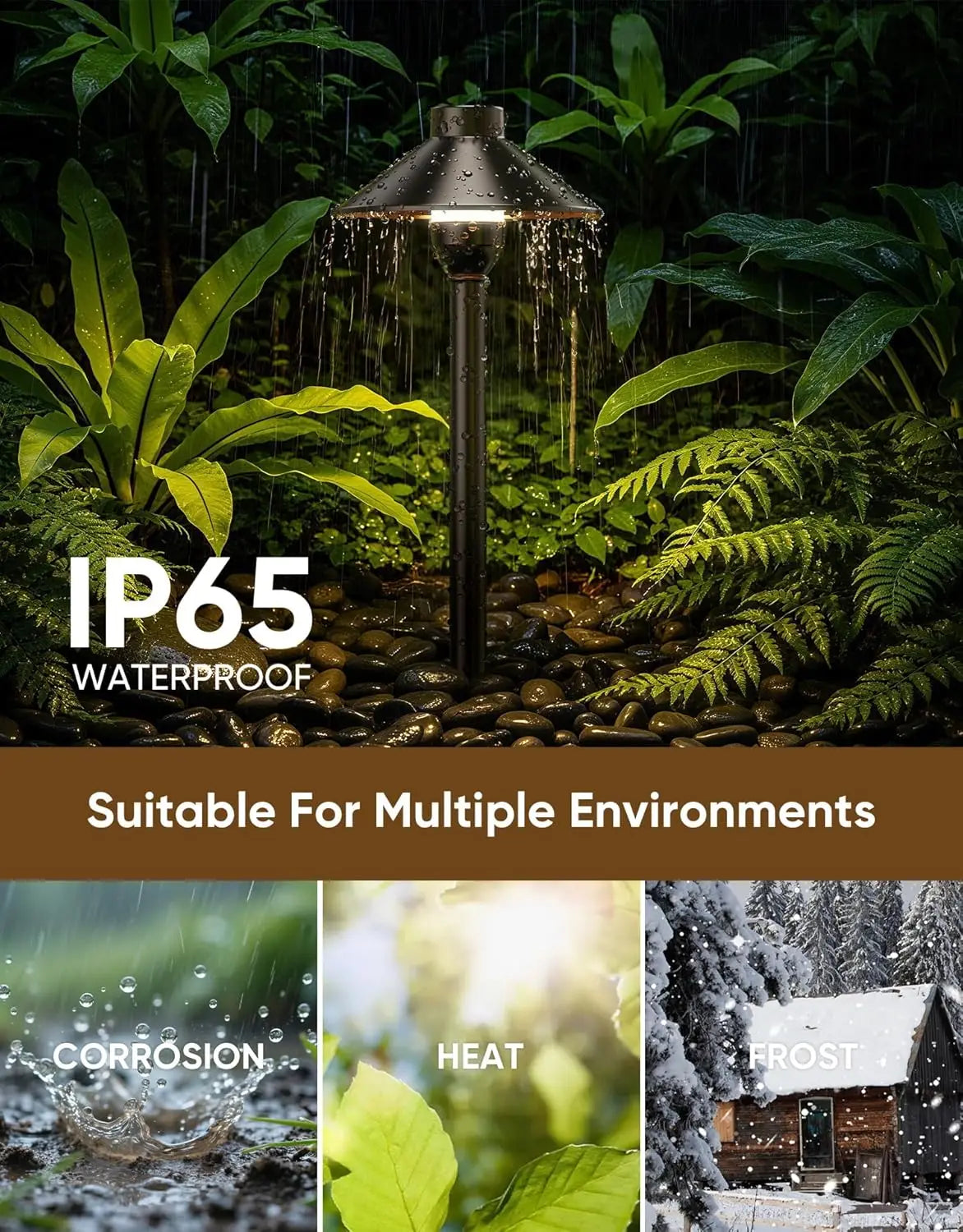 6-Pack Low Voltage Pathway Lights, Waterproof Bronze Aluminum