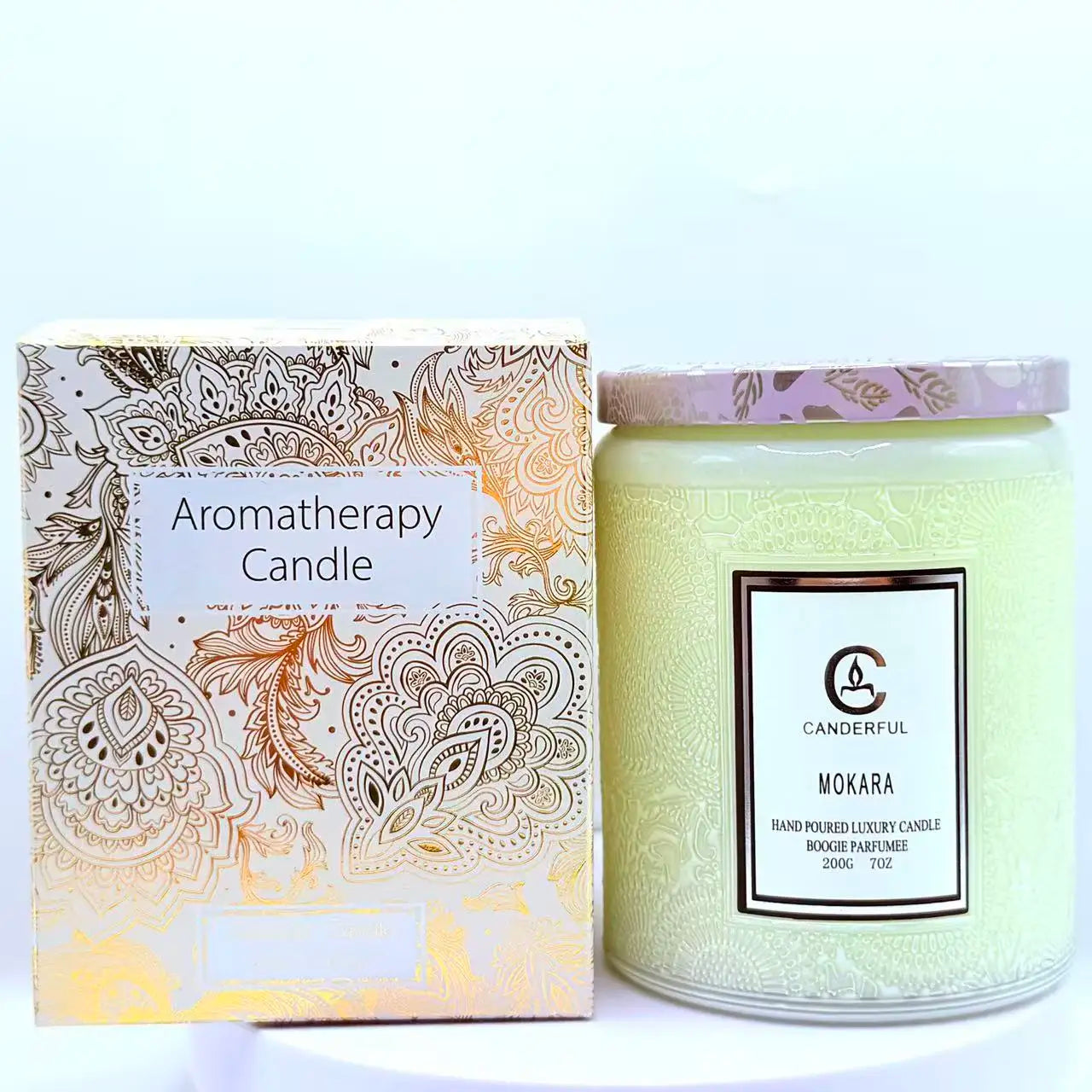 Embossed Glass Scented Candle Soy Wax Aromatherapy Candle
