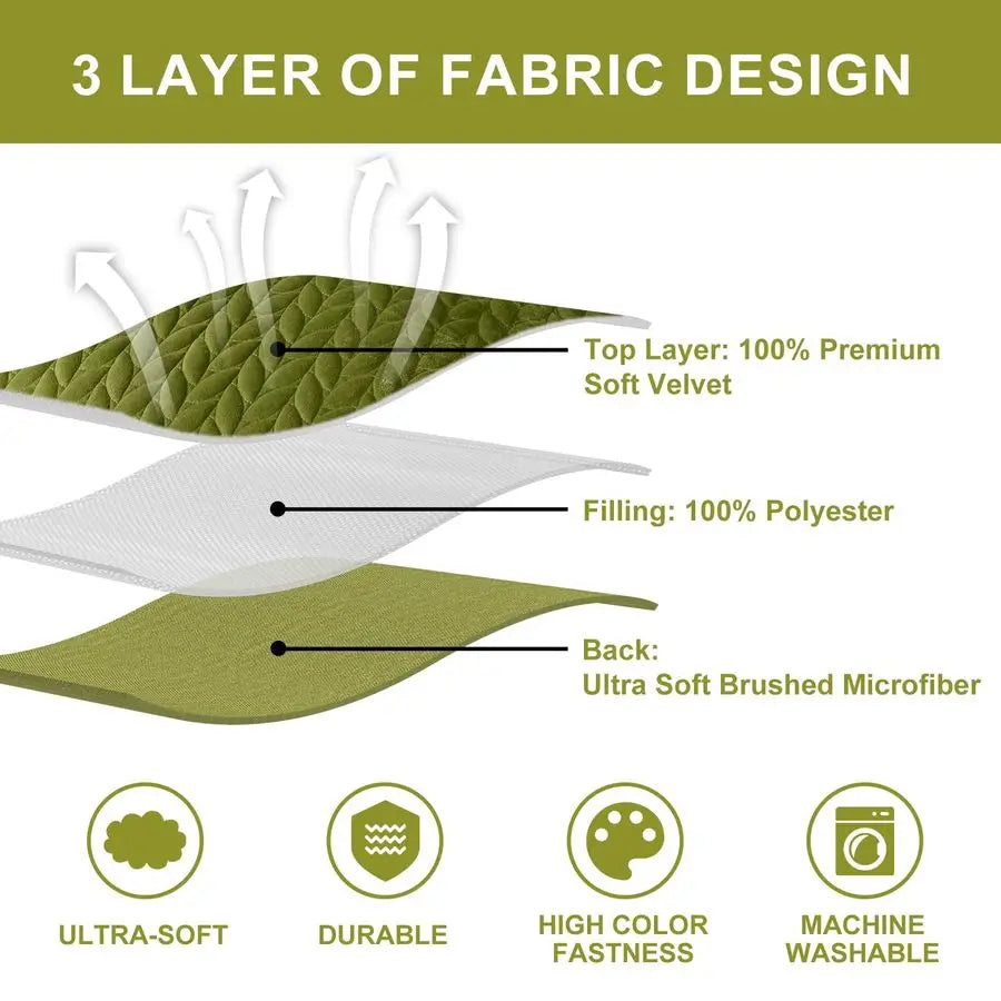 Velvet Quilt Queen Size Green Lightweight Velvet Comforter Set