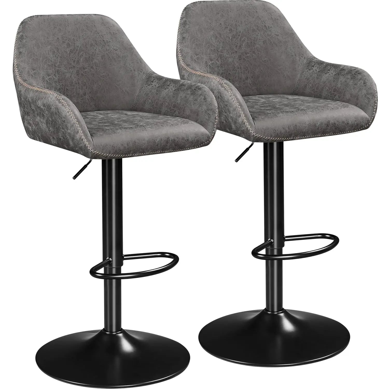 Bar Stools Set of 2, PU Leather Swivel Counter Height Barstools, Adjustable Bar Chairs with Backrest and Footrest,, Customized