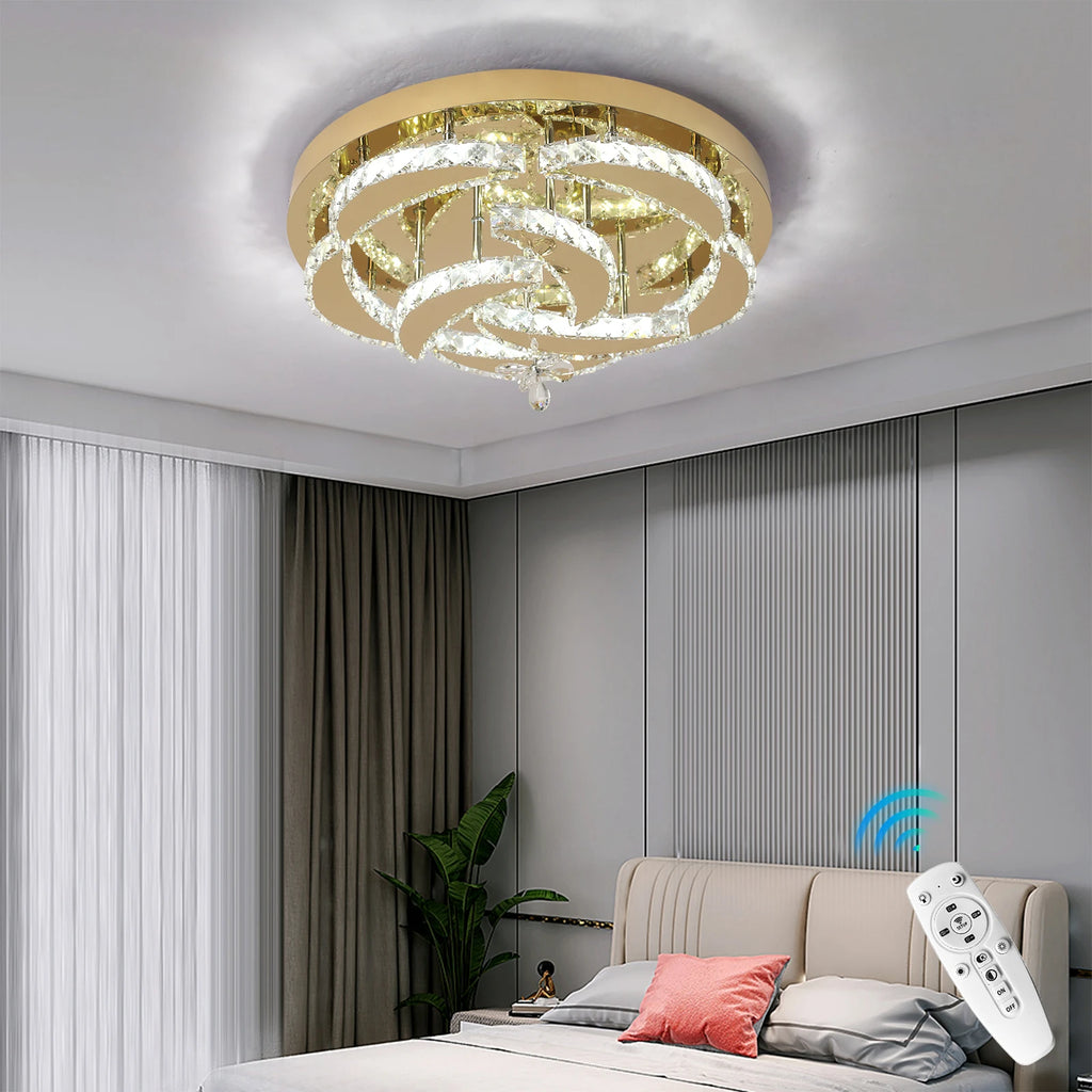 Luxury Gold Crystal Ceiling Lamp Dimmable Led Chandelier