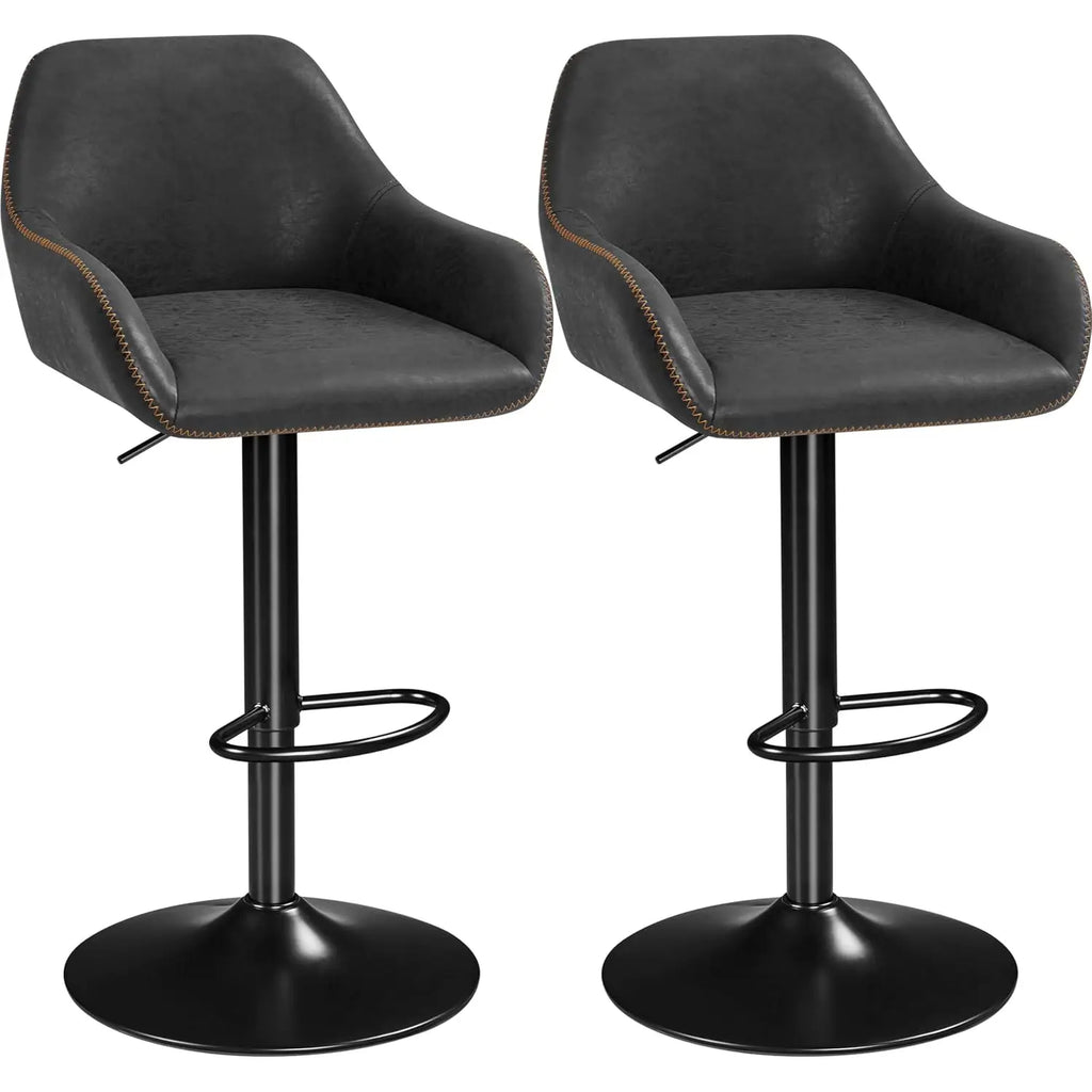 Bar Stools Set of 2, PU Leather Swivel Counter Height Barstools, Adjustable Bar Chairs with Backrest and Footrest,, Customized