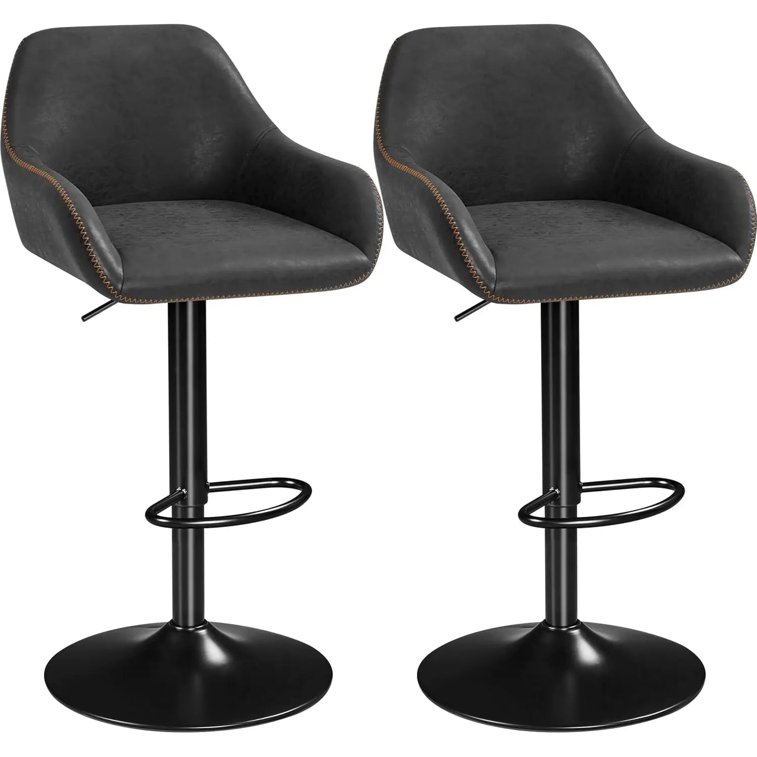 Bar Stools Set of 2, PU Leather Swivel Counter Height Barstools, Adjustable Bar Chairs with Backrest and Footrest,, Customized