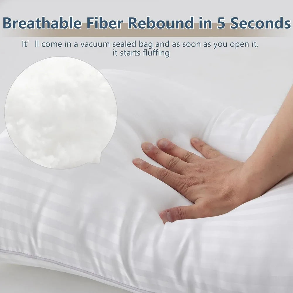 Queen Size Cooling Pillows Set of 4, Hotel Quality with Down Alternative Fill