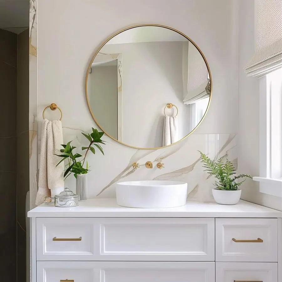 Gold Circle Mirror, Round Mirror 20 inch
