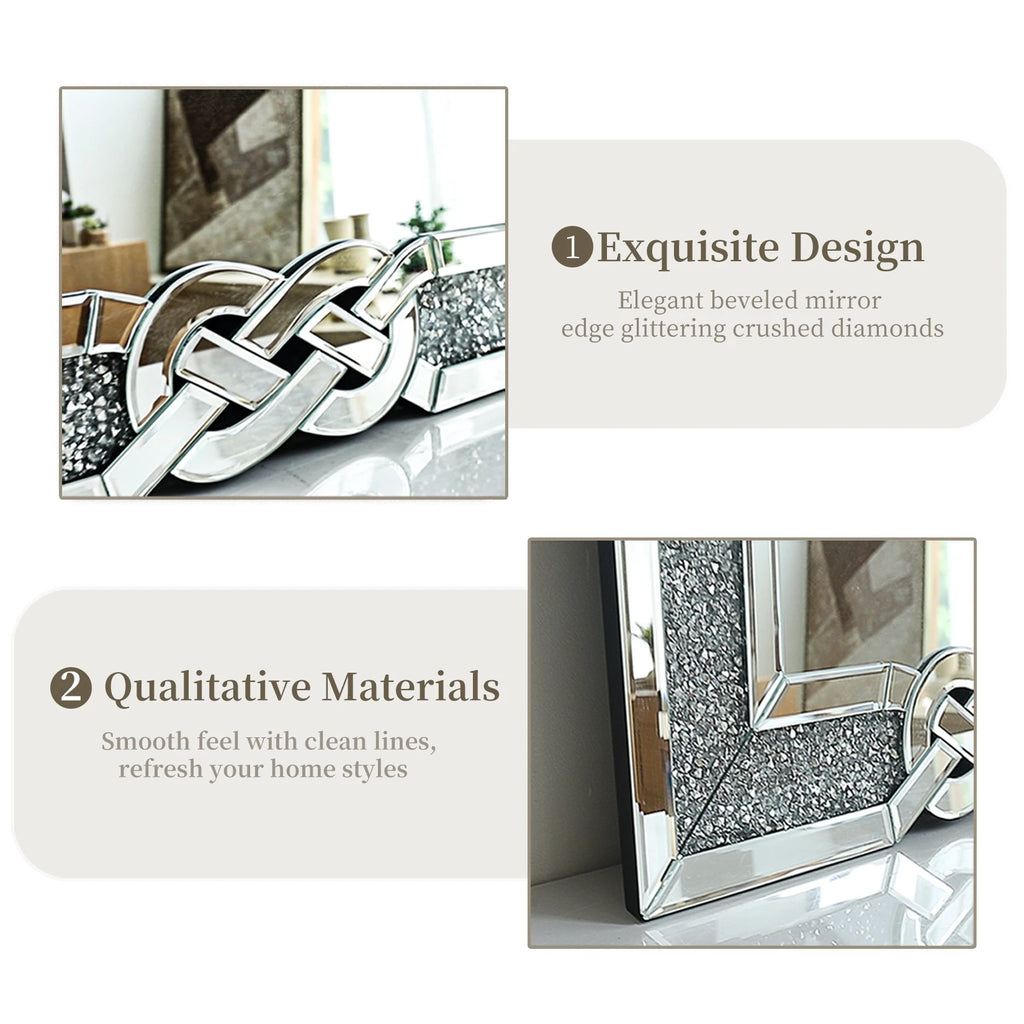 Wisfor Crushed Diamond Wall Mirror Crystal Frame Edge