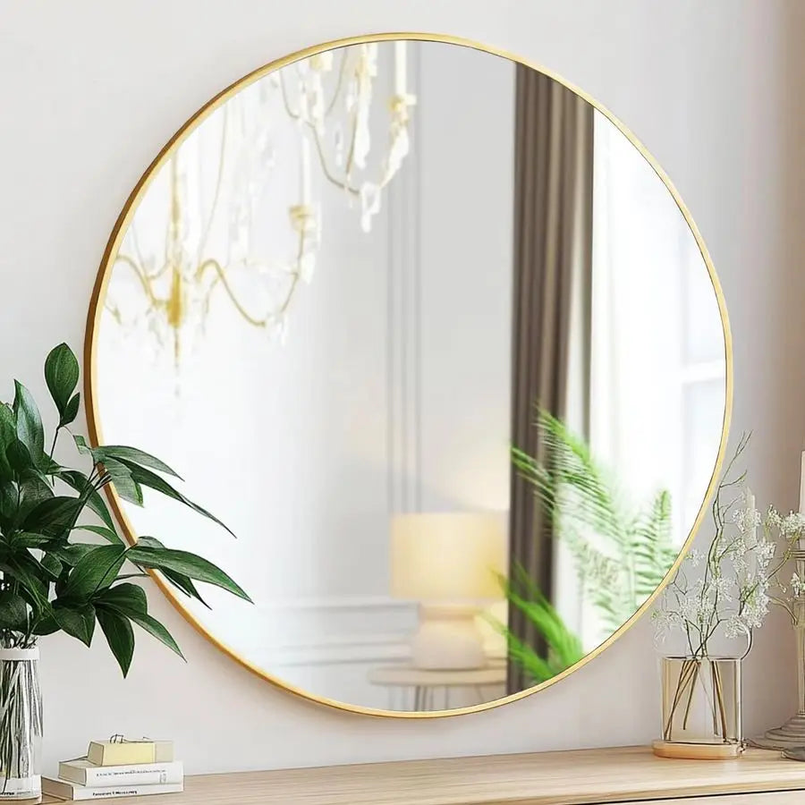 Gold Circle Mirror, Round Mirror 20 inch