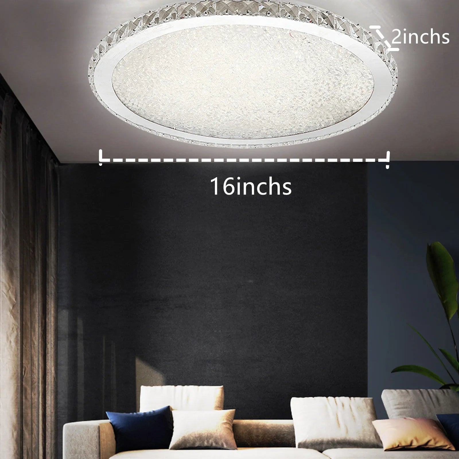 LOYALHEARTD 16" Modern Crystal Ceiling Light
