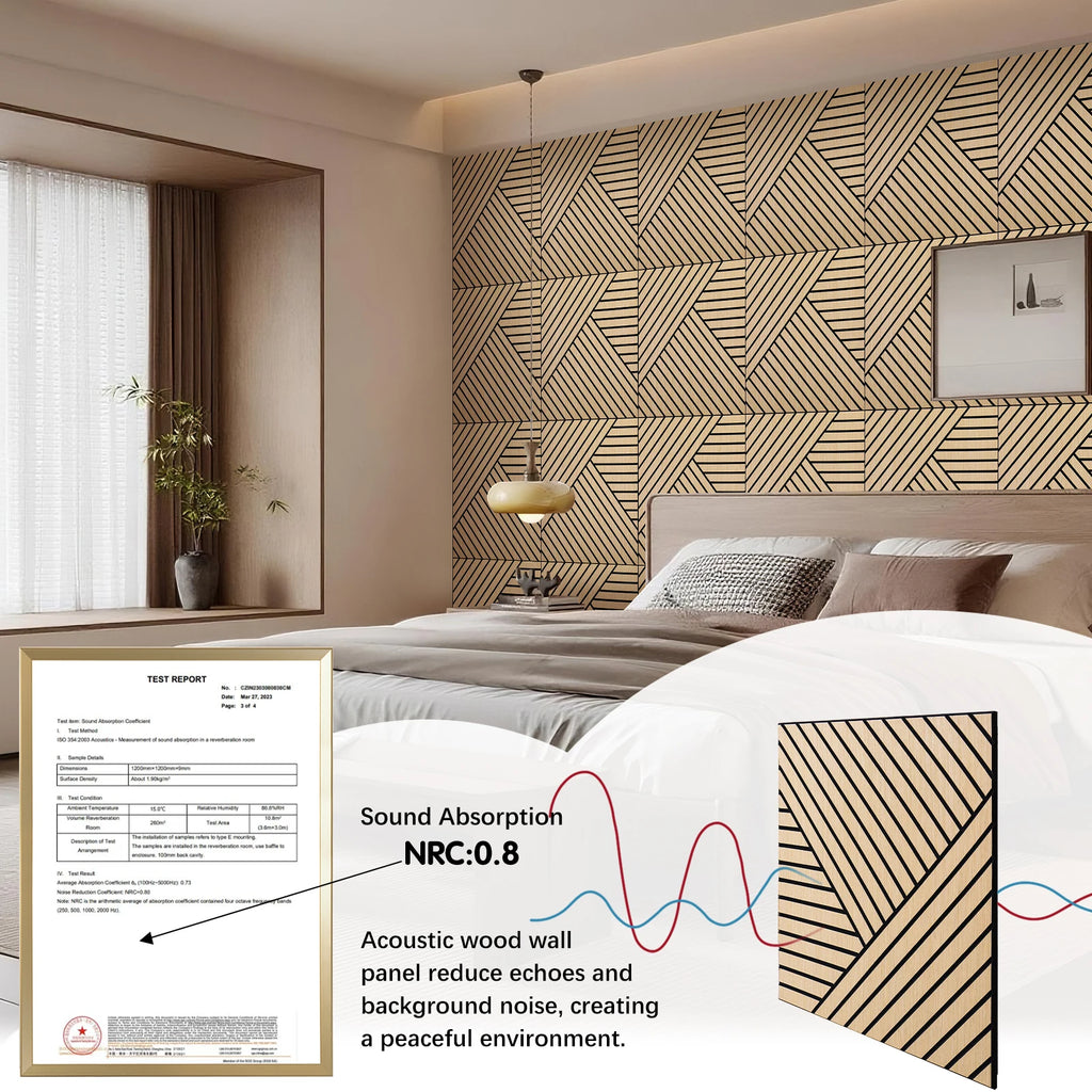 4 Packs Acoustic 3D Wood Slat Wall Panels Self-Adhesive Sound Absorbing for Noise Reduction Home & Garden Decor