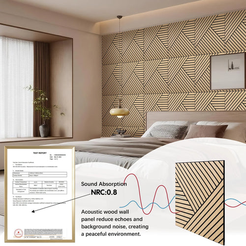 4 Packs Acoustic 3D Wood Slat Wall Panels Self-Adhesive Sound Absorbing for Noise Reduction Home & Garden Decor