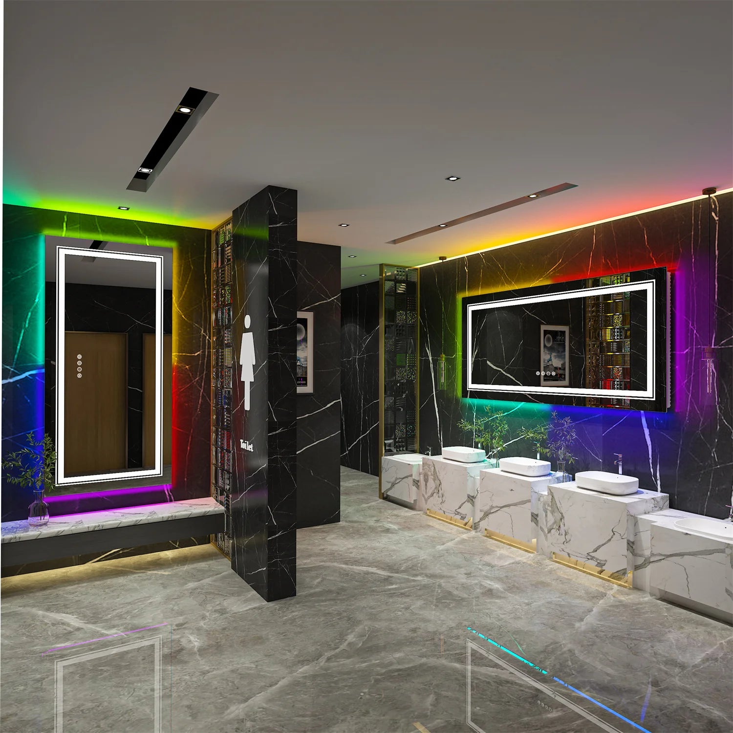 Bathroom LED Vanity Mirror RGB Color Changing Backlit Bathroom Mirror