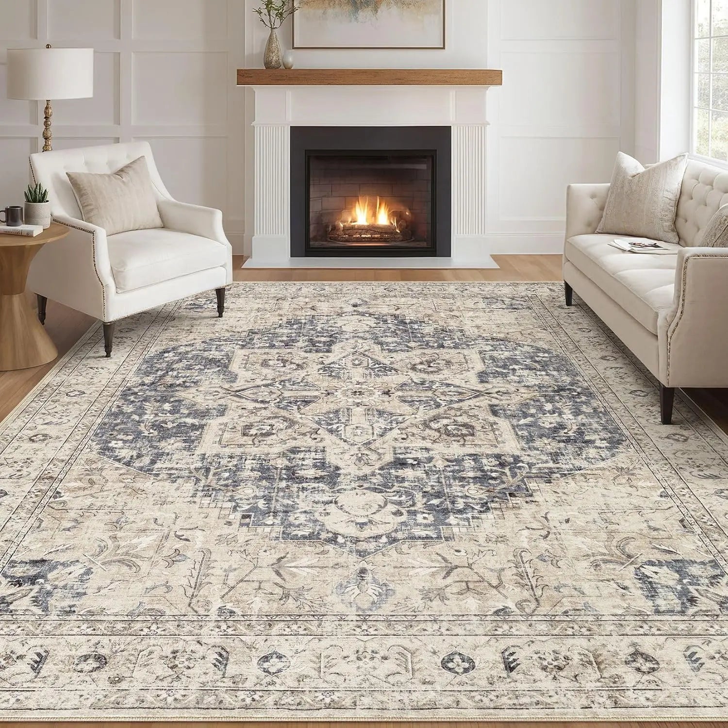 Washable 9x12 Vintage Oriental Area Rug