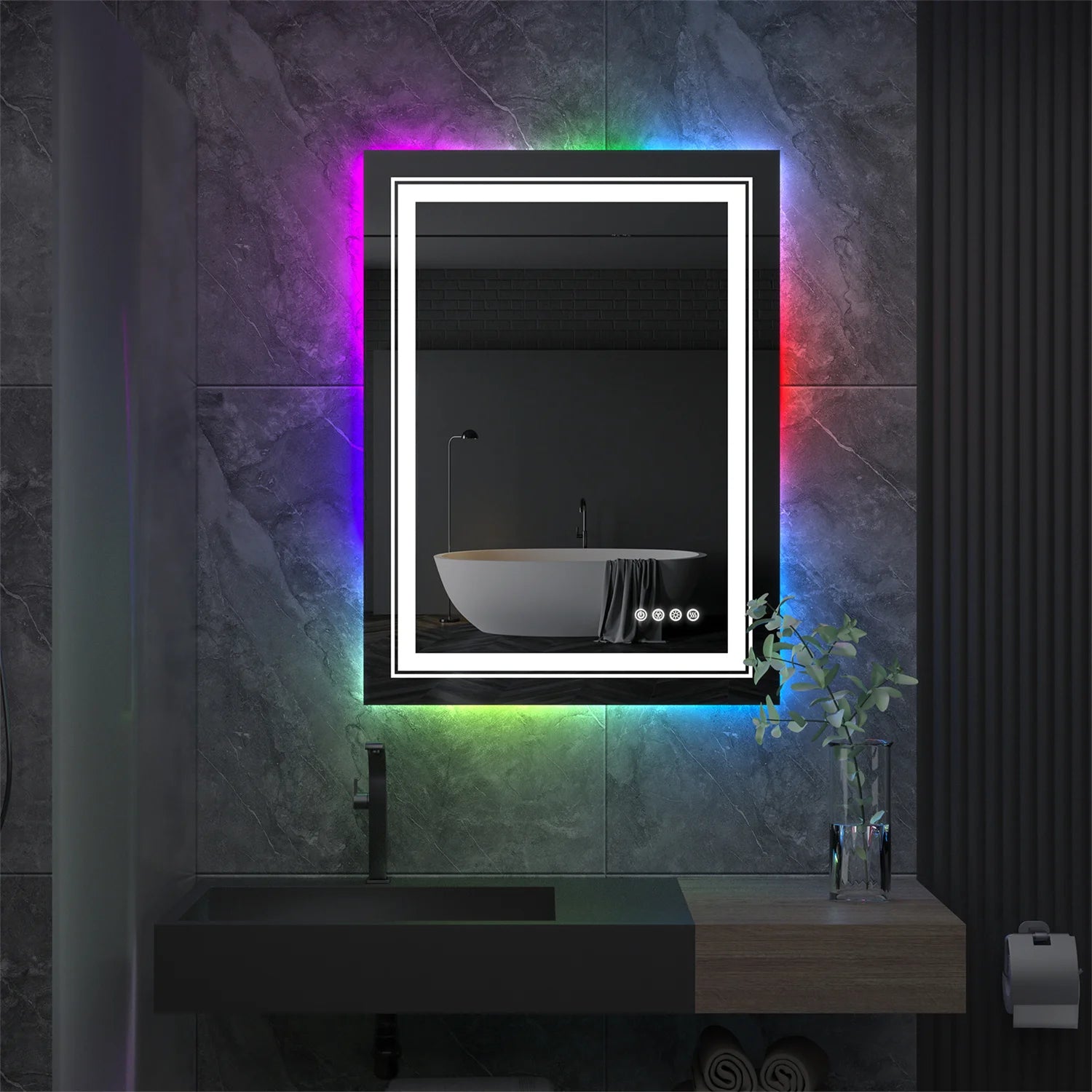 Bathroom LED Vanity Mirror RGB Color Changing Backlit Bathroom Mirror