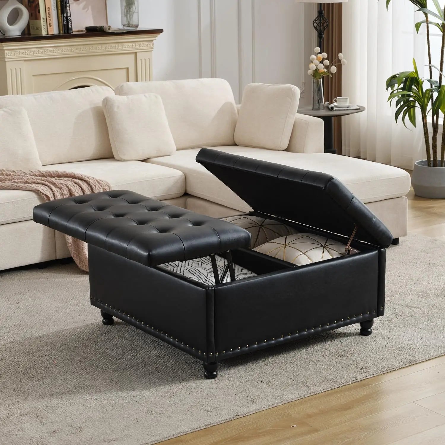 Large Square Storage Ottoman Bench