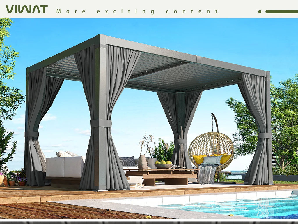 VIWAT 10x12/12x20FT Louvered Pergola, Waterproof Roof All Weather Rust-Resistant Gazebo